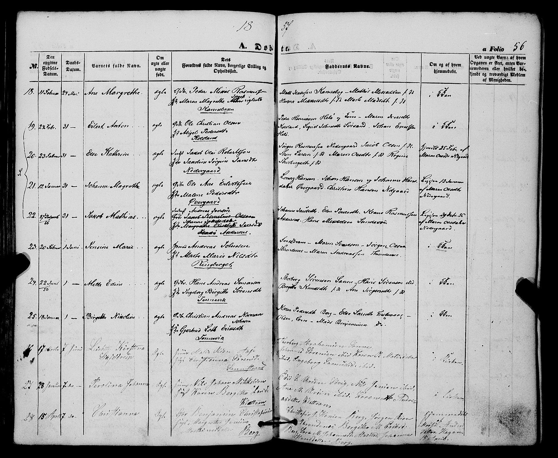 Trondenes sokneprestkontor, SATØ/S-1319/H/Ha/L0011kirke: Parish register (official) no. 11, 1853-1862, p. 56