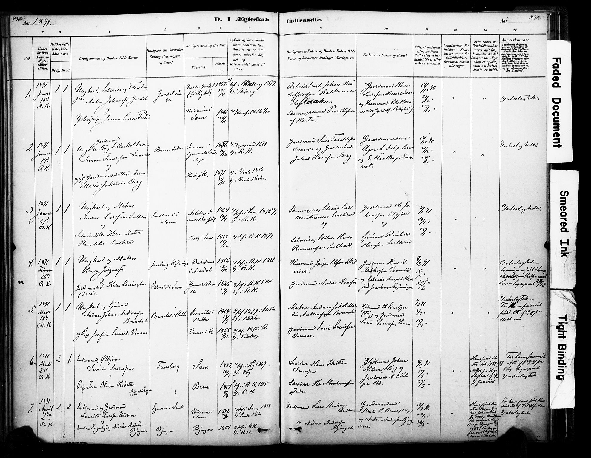 Ramnes kirkebøker, SAKO/A-314/F/Fa/L0007: Parish register (official) no. I 7, 1878-1895, p. 436-437