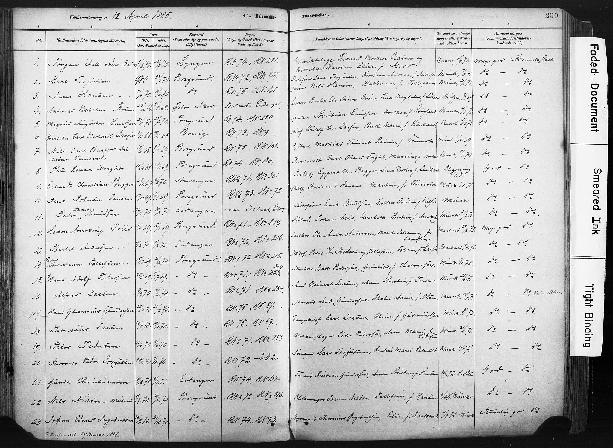 Porsgrunn kirkebøker , AV/SAKO-A-104/F/Fa/L0008: Parish register (official) no. 8, 1878-1895, p. 200