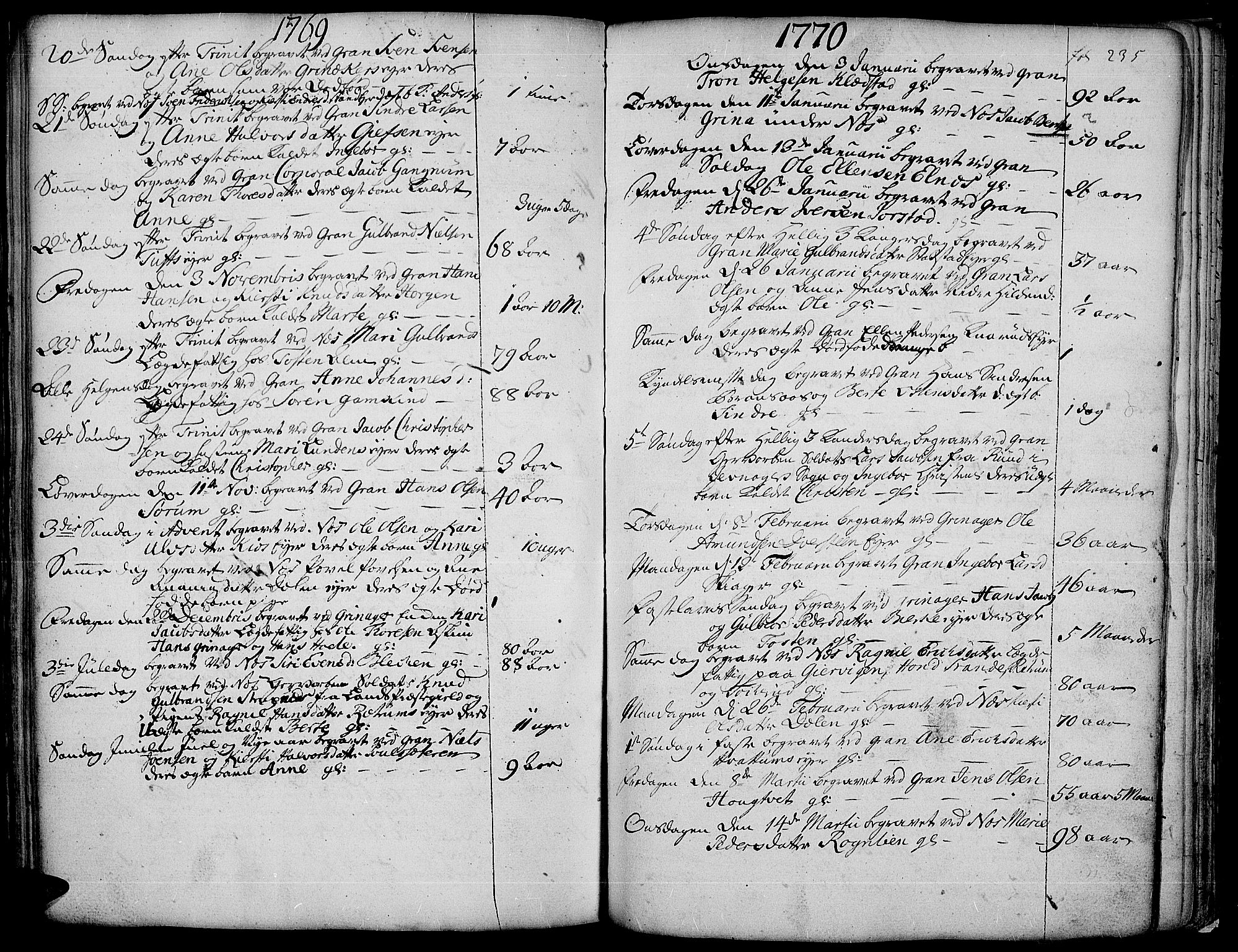 Gran prestekontor, SAH/PREST-112/H/Ha/Haa/L0004: Parish register (official) no. 4, 1759-1775, p. 235