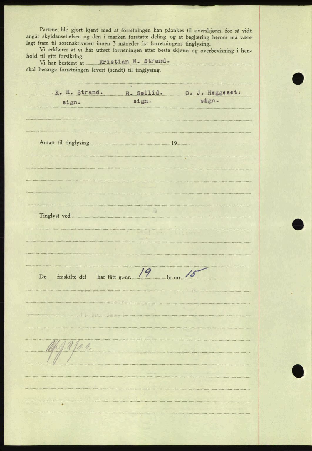 Nordmøre sorenskriveri, AV/SAT-A-4132/1/2/2Ca: Mortgage book no. A100a, 1945-1945, Diary no: : 1836/1945