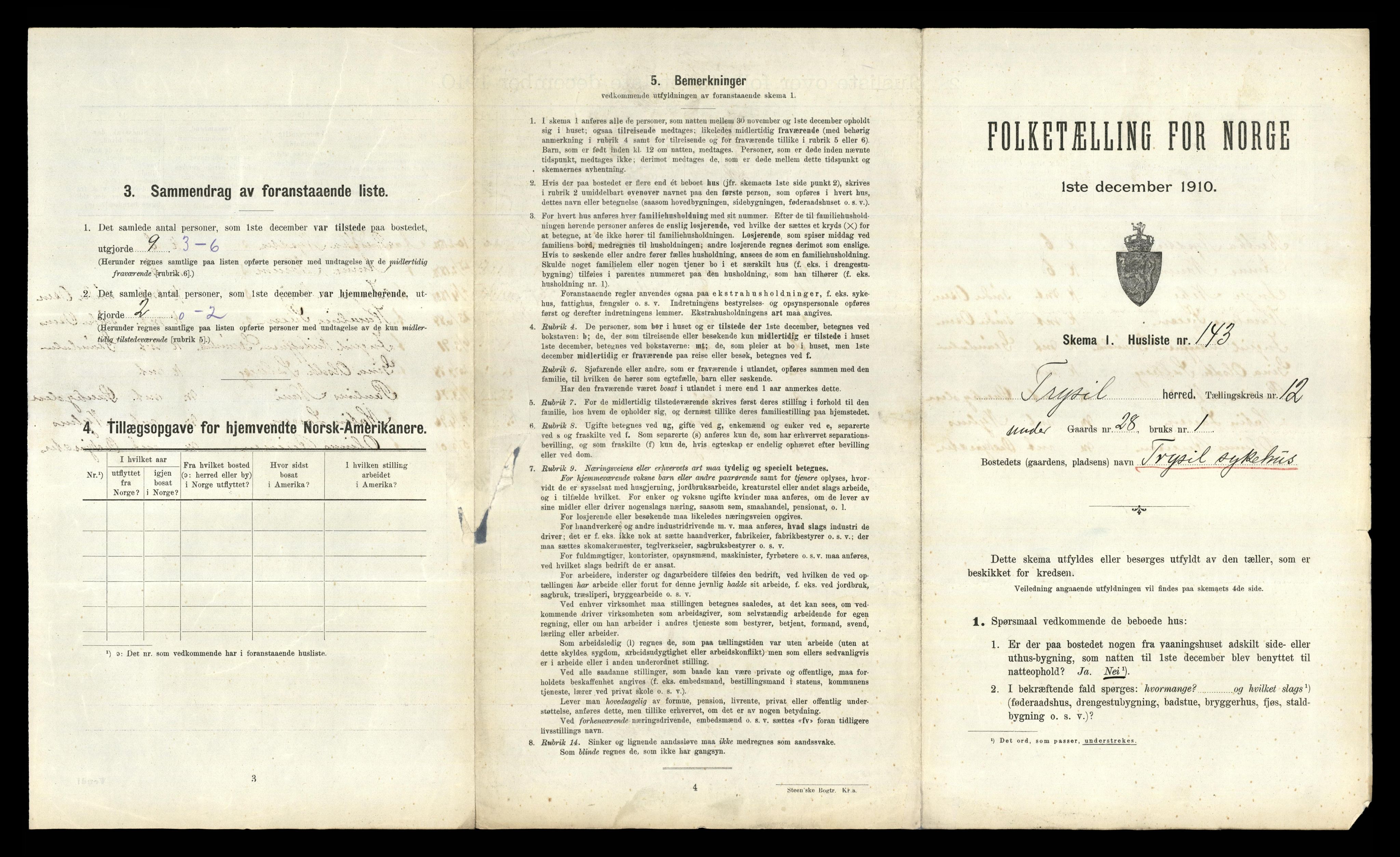 RA, 1910 census for Trysil, 1910, p. 1653