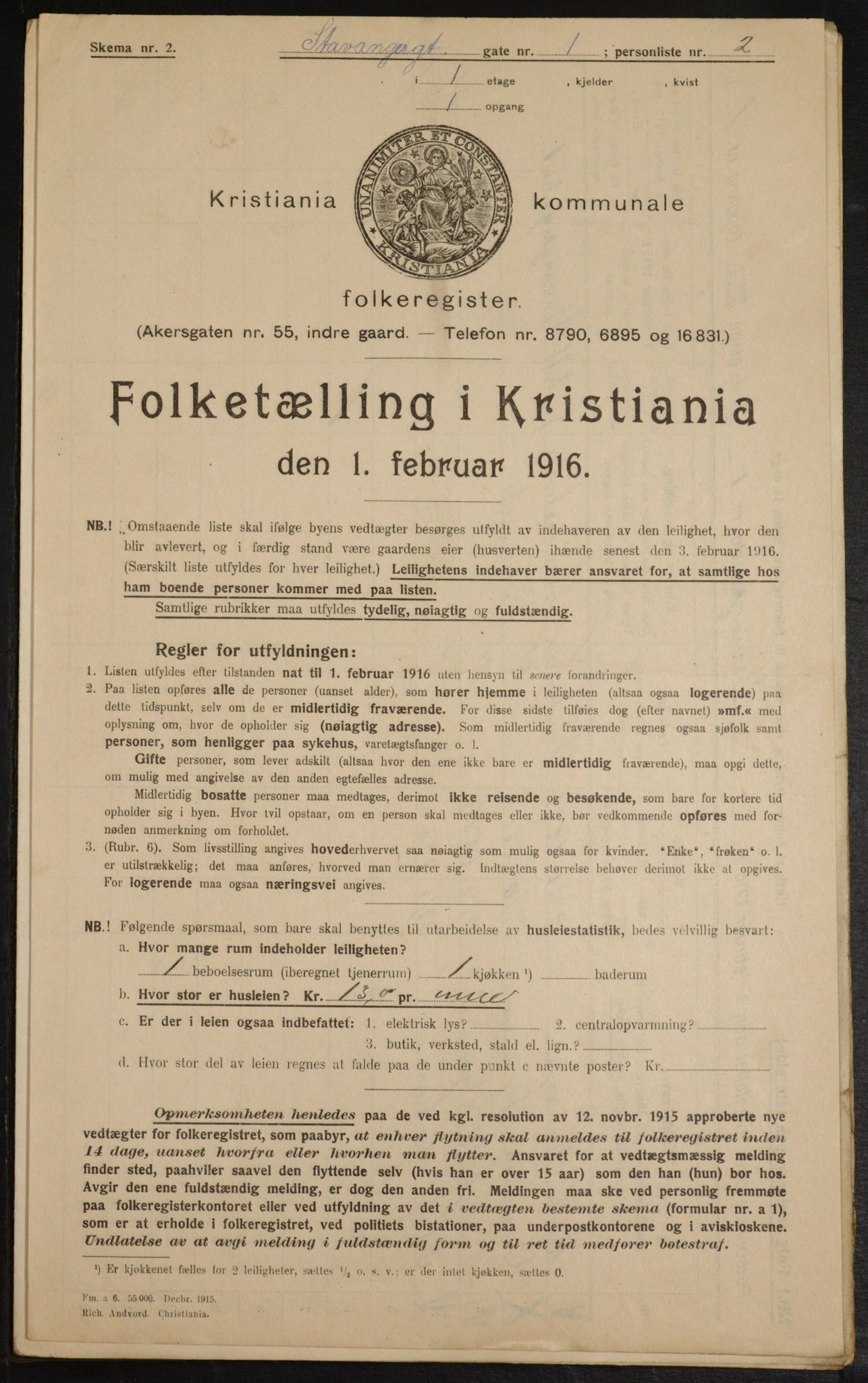 OBA, Municipal Census 1916 for Kristiania, 1916, p. 103287