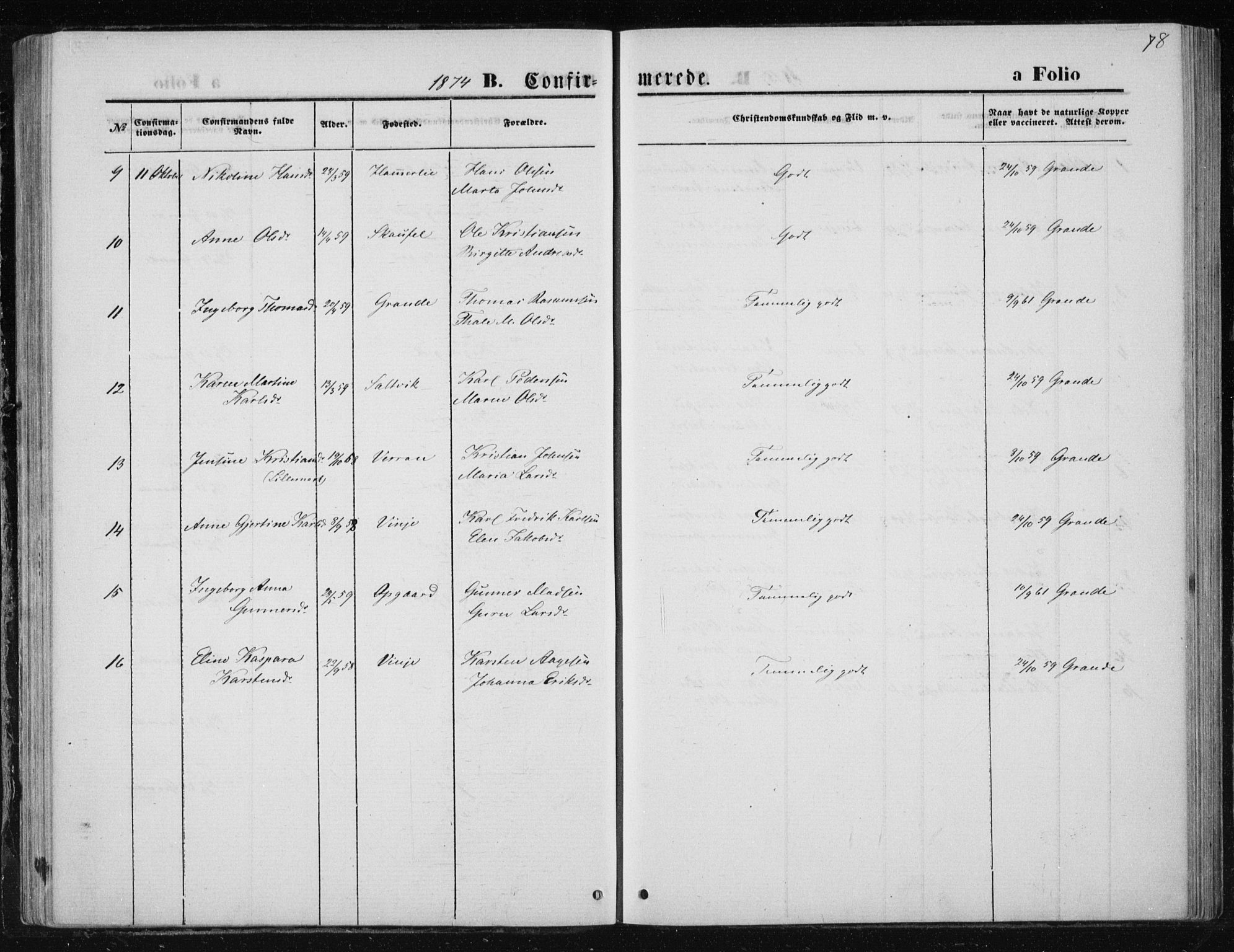 Ministerialprotokoller, klokkerbøker og fødselsregistre - Nord-Trøndelag, SAT/A-1458/733/L0324: Parish register (official) no. 733A03, 1870-1883, p. 78