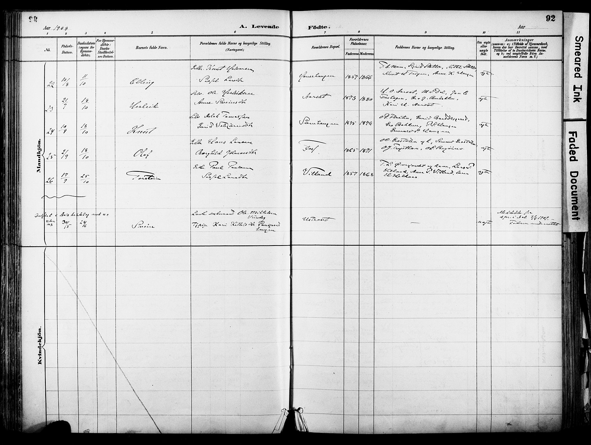 Hol kirkebøker, AV/SAKO-A-227/F/Fa/L0003: Parish register (official) no. I 3, 1887-1918, p. 92