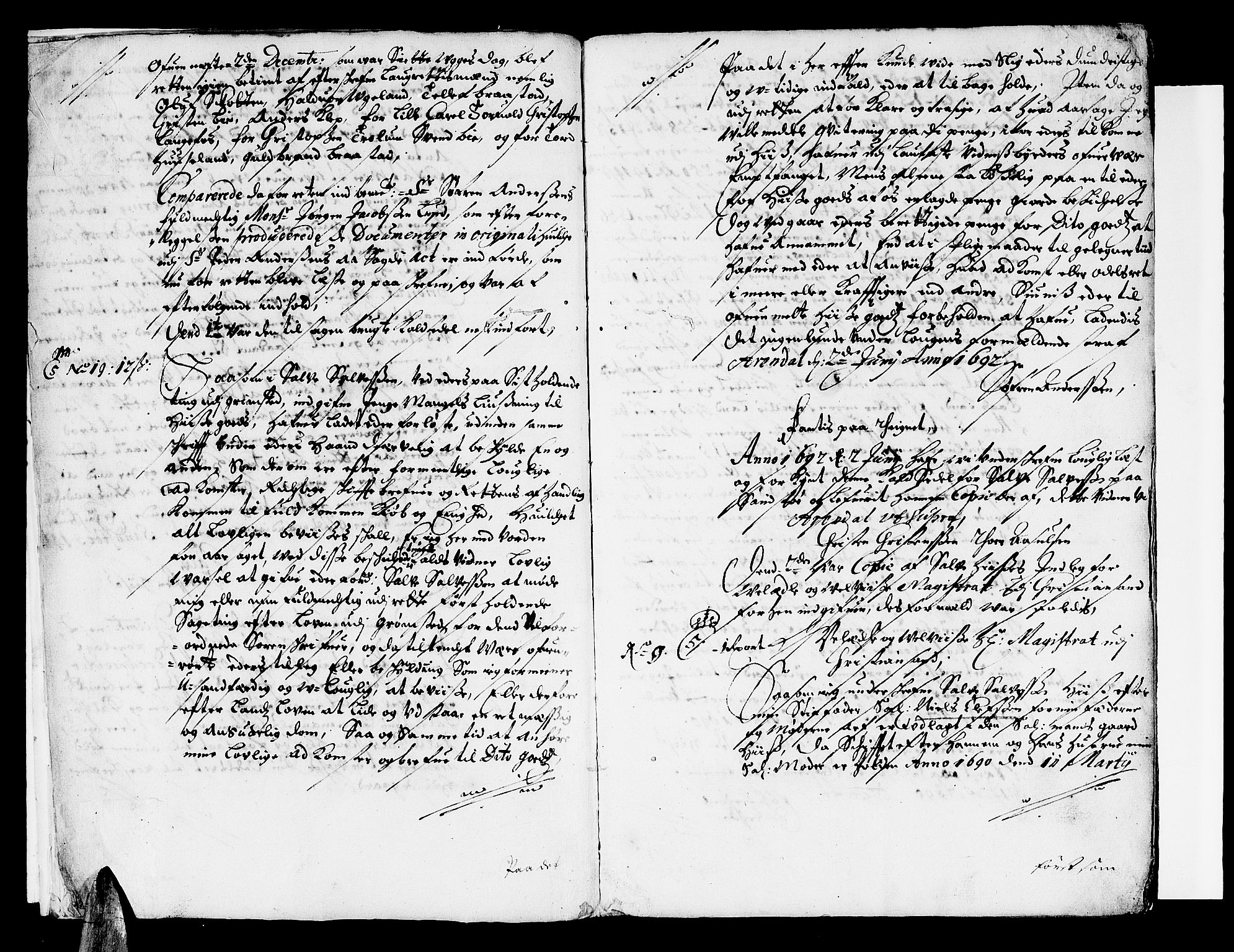 Nedenes sorenskriveri før 1824, SAK/1221-0007/F/Fa/L0007: Tingbok med register nr 4, 1692-1696, p. 4b-5a