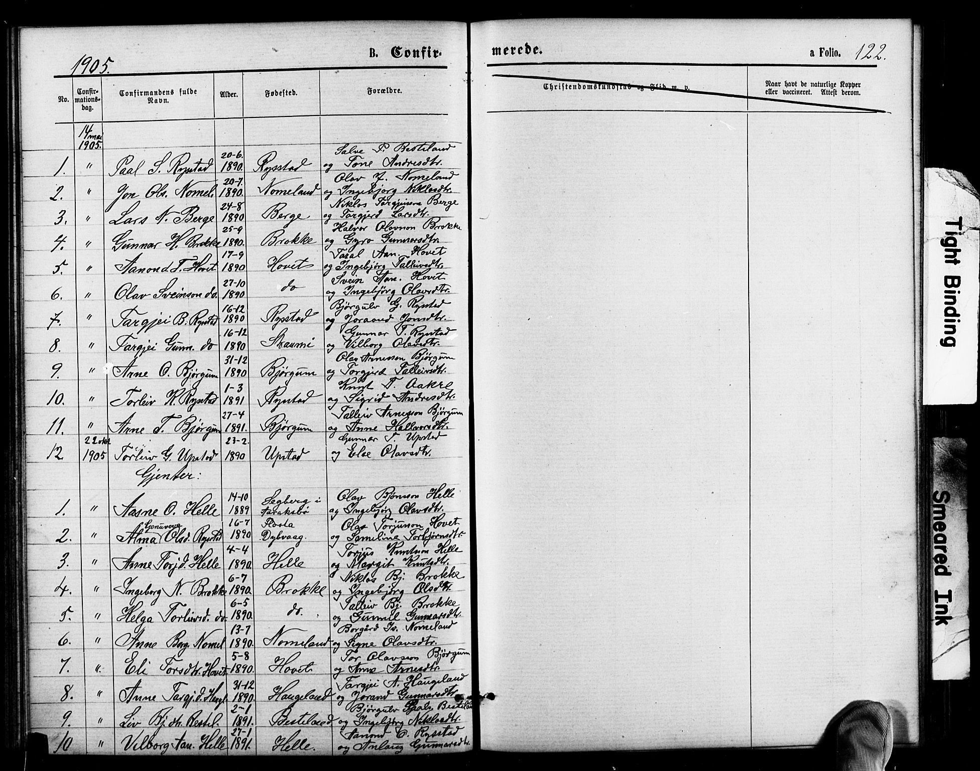 Valle sokneprestkontor, SAK/1111-0044/F/Fb/Fbb/L0002: Parish register (copy) no. B 2, 1875-1921, p. 122