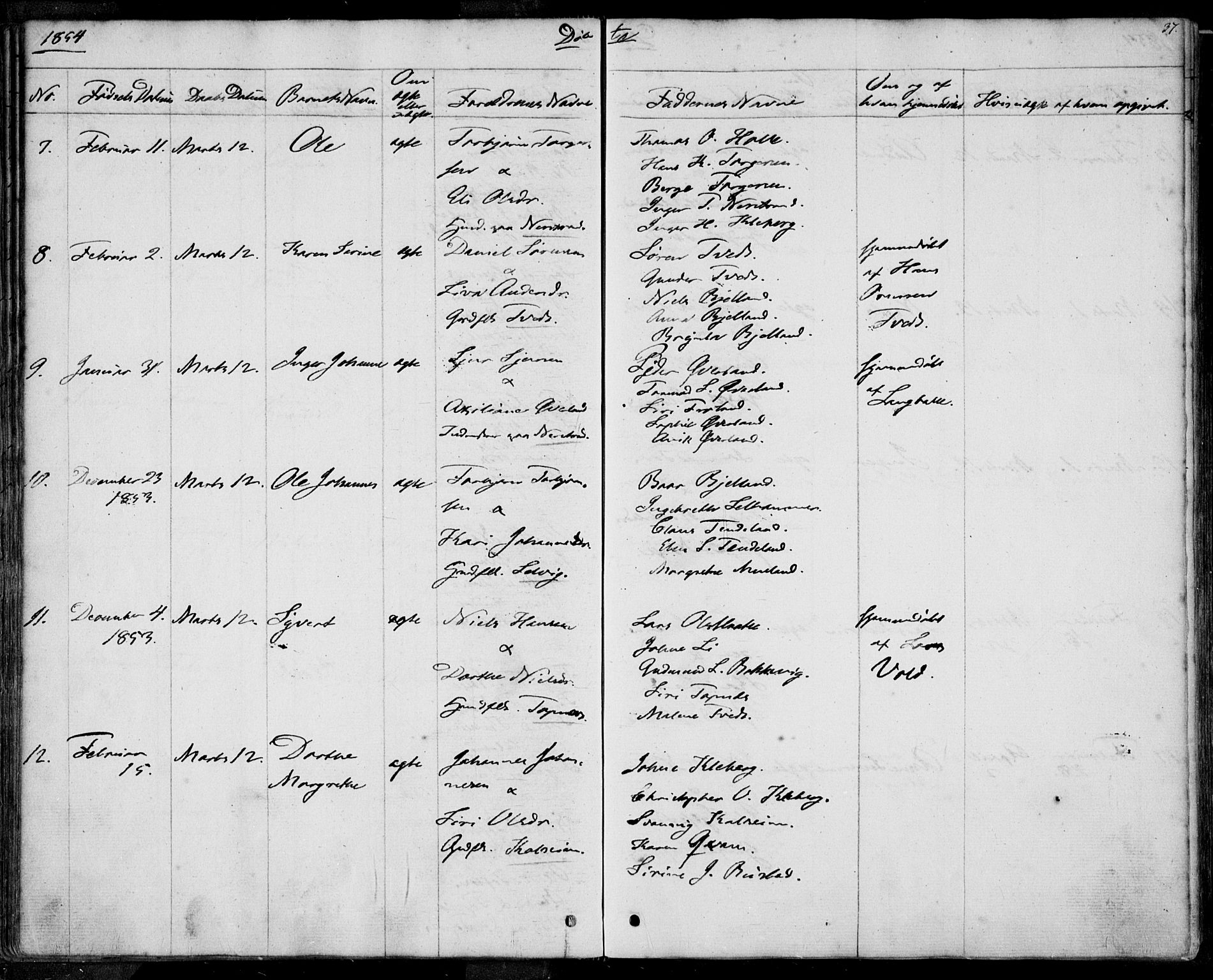 Nedstrand sokneprestkontor, SAST/A-101841/01/IV: Parish register (official) no. A 8, 1839-1860, p. 37