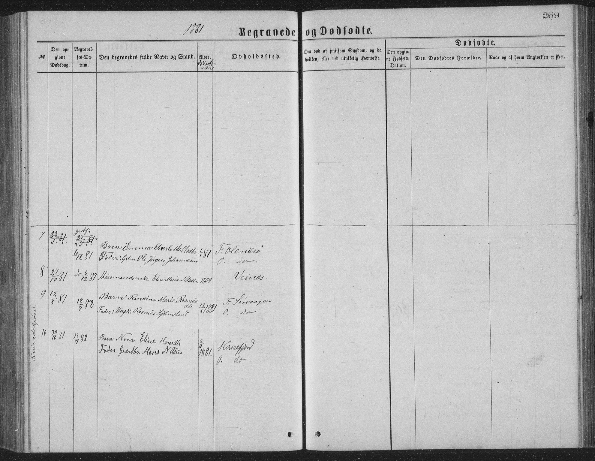 Ministerialprotokoller, klokkerbøker og fødselsregistre - Nordland, AV/SAT-A-1459/886/L1225: Parish register (copy) no. 886C02, 1874-1896, p. 269