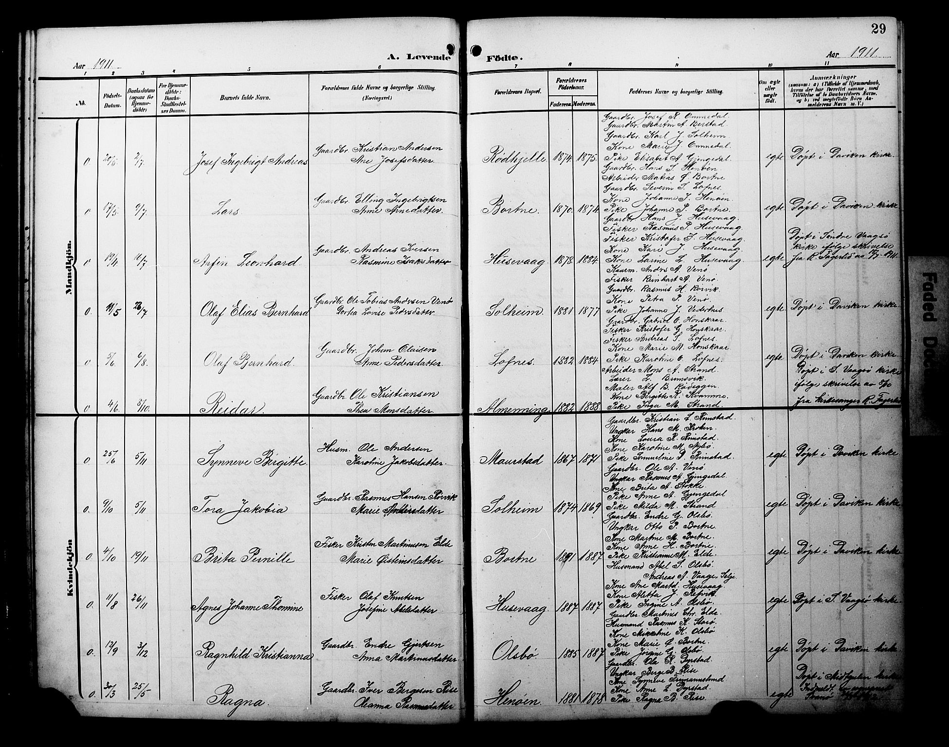 Davik sokneprestembete, SAB/A-79701/H/Hab/Habc/L0003: Parish register (copy) no. C 3, 1907-1929, p. 29