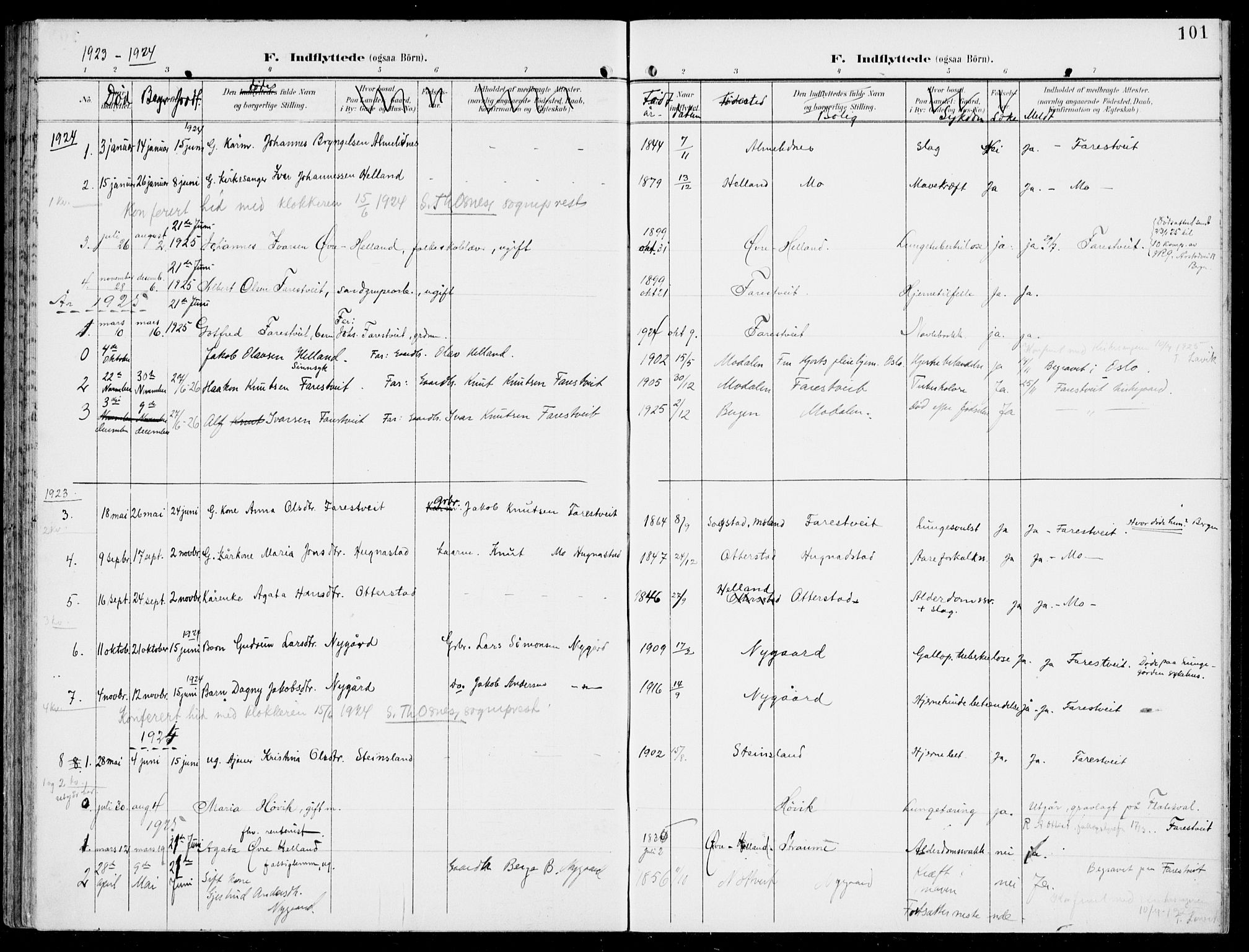 Hosanger sokneprestembete, SAB/A-75801/H/Haa: Parish register (official) no. C  2, 1901-1925, p. 101