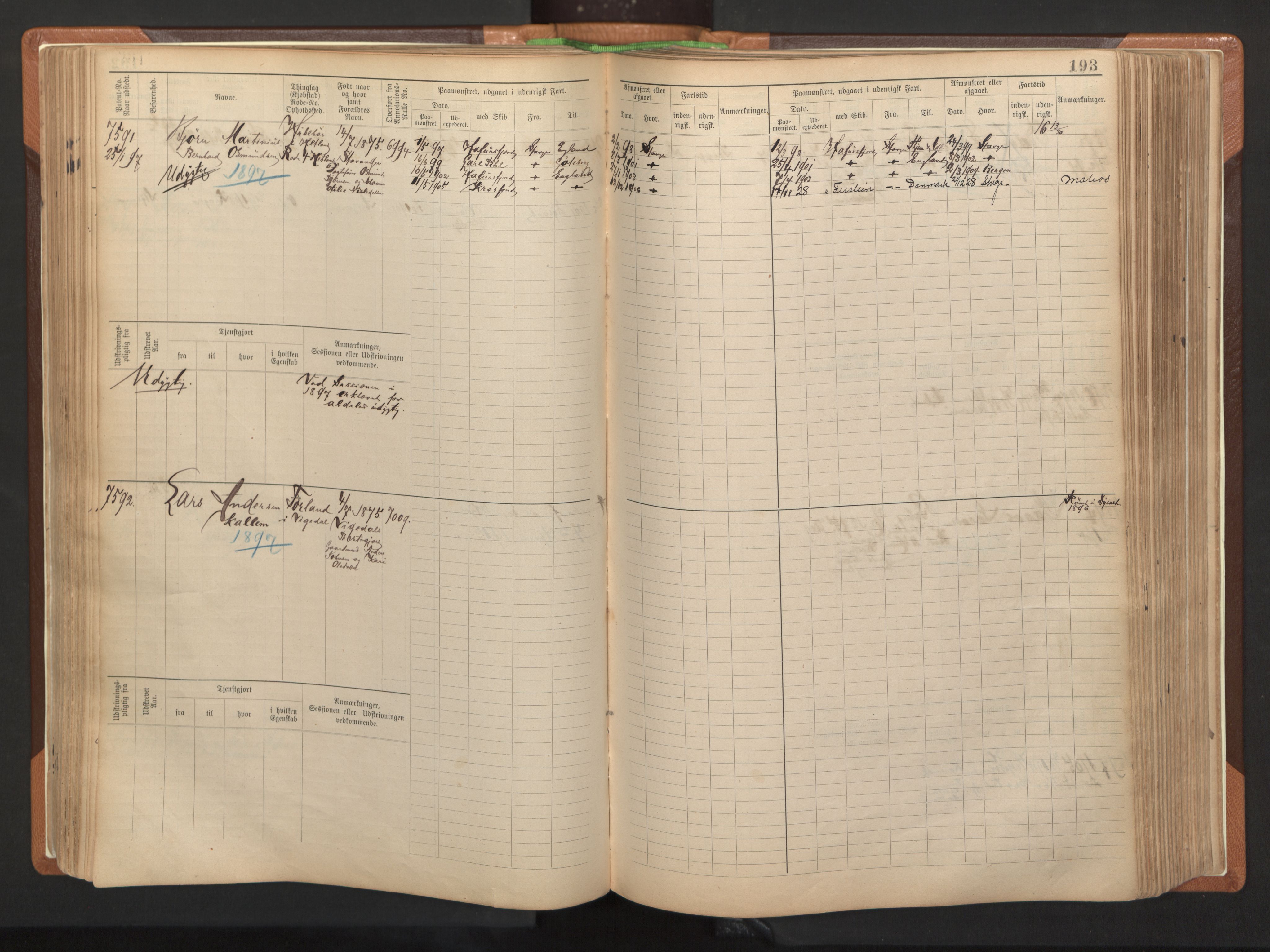 Stavanger sjømannskontor, AV/SAST-A-102006/F/Fb/Fbb/L0012: Sjøfartshovedrulle, patentnr. 7207-8158, 1894-1904, p. 196