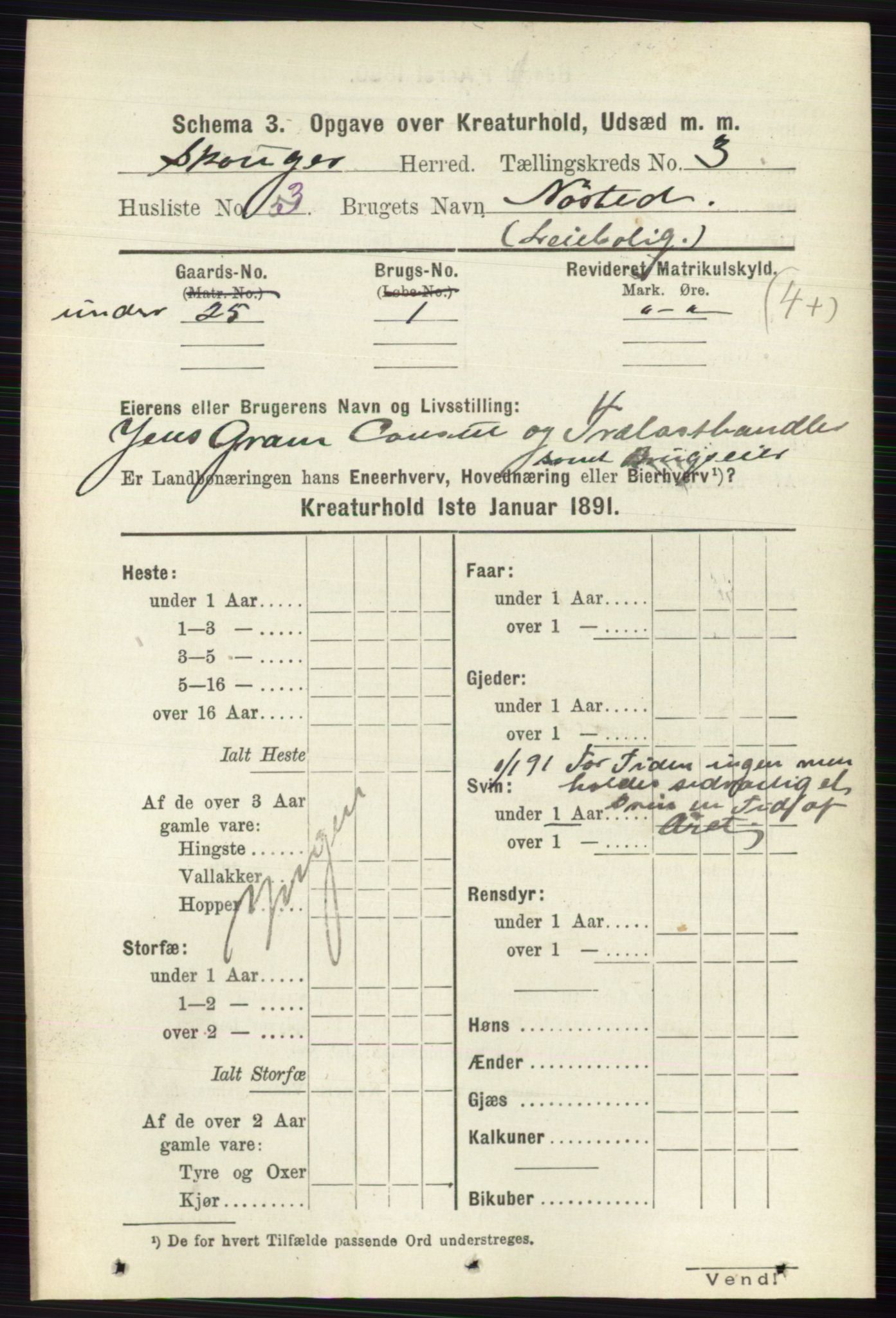 RA, 1891 census for 0712 Skoger, 1891, p. 4629