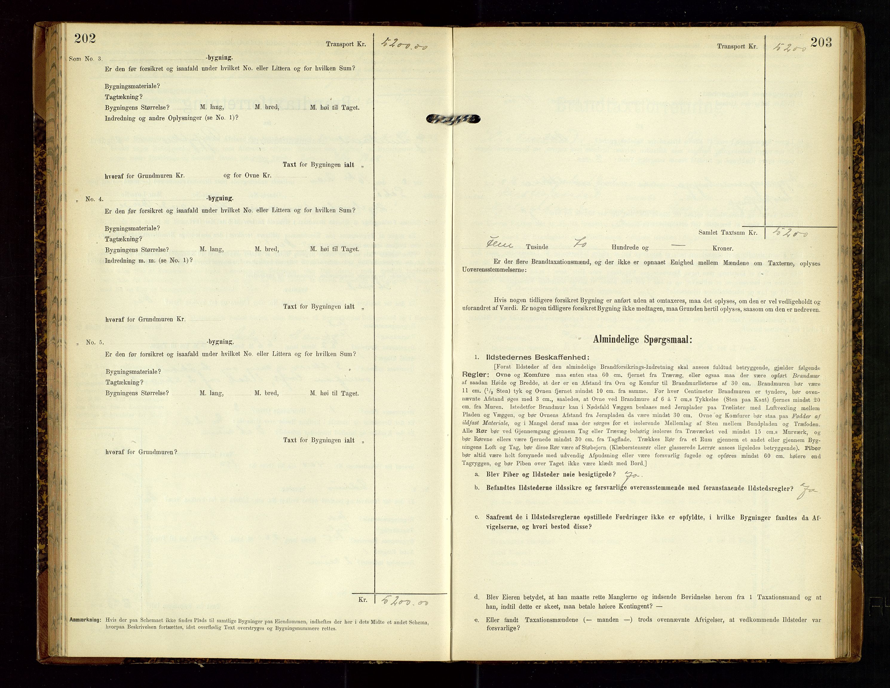 Hjelmeland lensmannskontor, SAST/A-100439/Gob/L0002: "Brandtaxationsprotokol", 1904-1920, p. 202-203