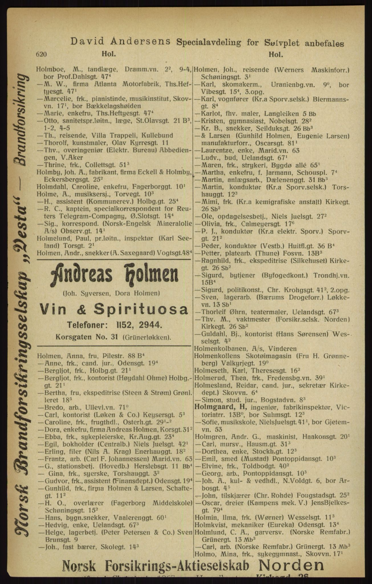 Kristiania/Oslo adressebok, PUBL/-, 1916, p. 620