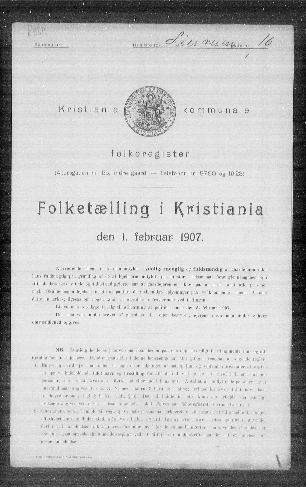 OBA, Municipal Census 1907 for Kristiania, 1907, p. 29604