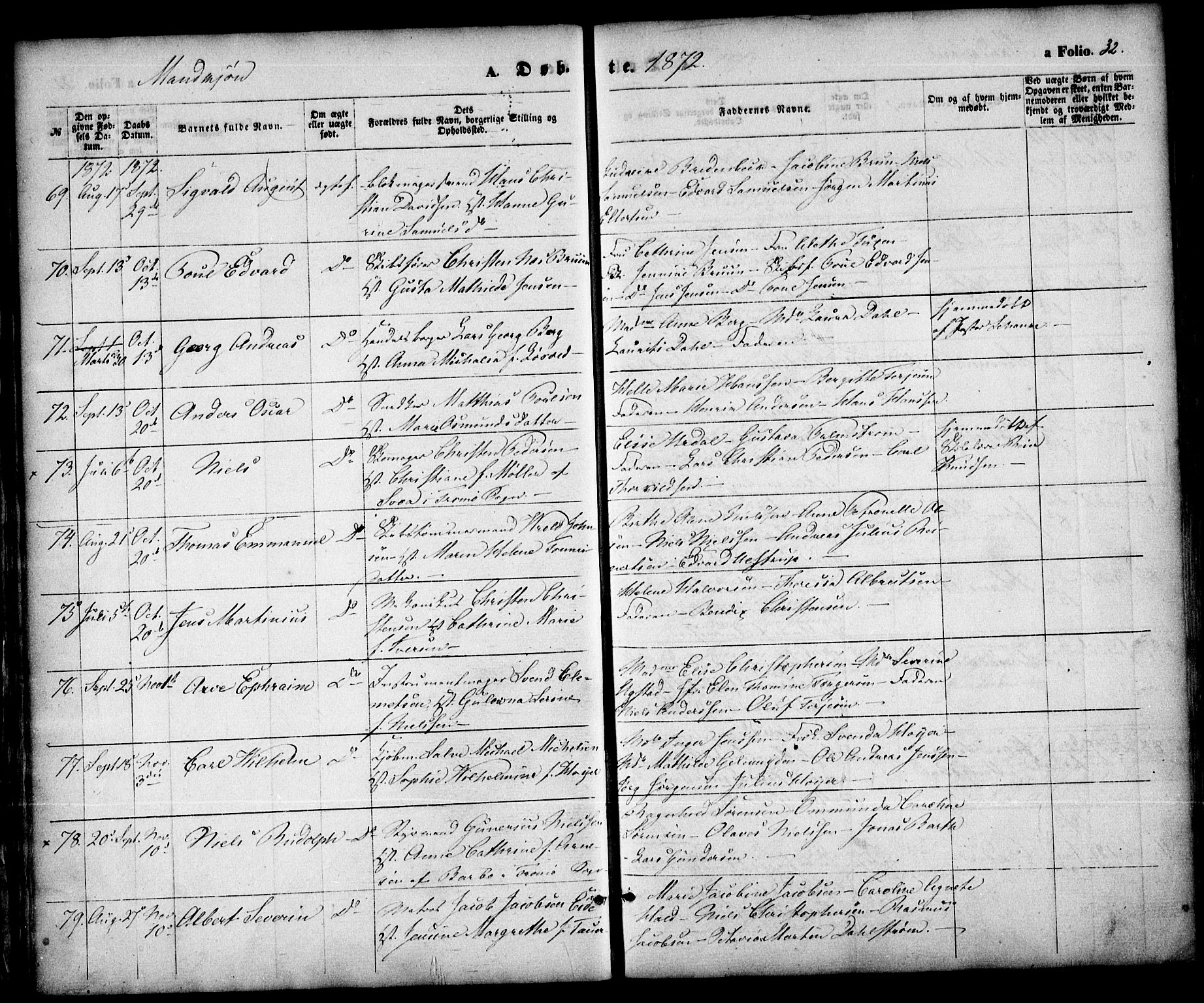 Arendal sokneprestkontor, Trefoldighet, SAK/1111-0040/F/Fa/L0007: Parish register (official) no. A 7, 1868-1878, p. 32