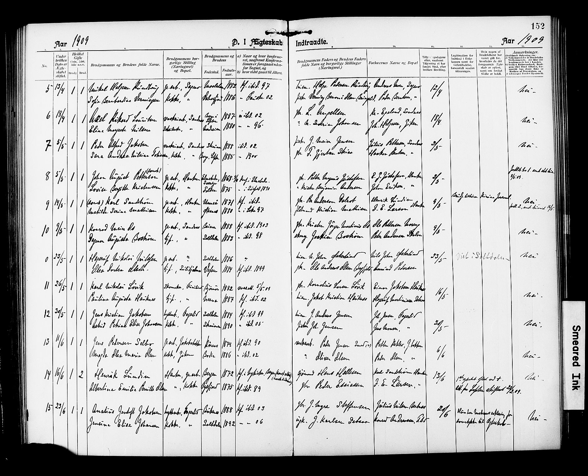 Ministerialprotokoller, klokkerbøker og fødselsregistre - Nordland, AV/SAT-A-1459/850/L0709: Parish register (official) no. 850A01, 1899-1909, p. 152