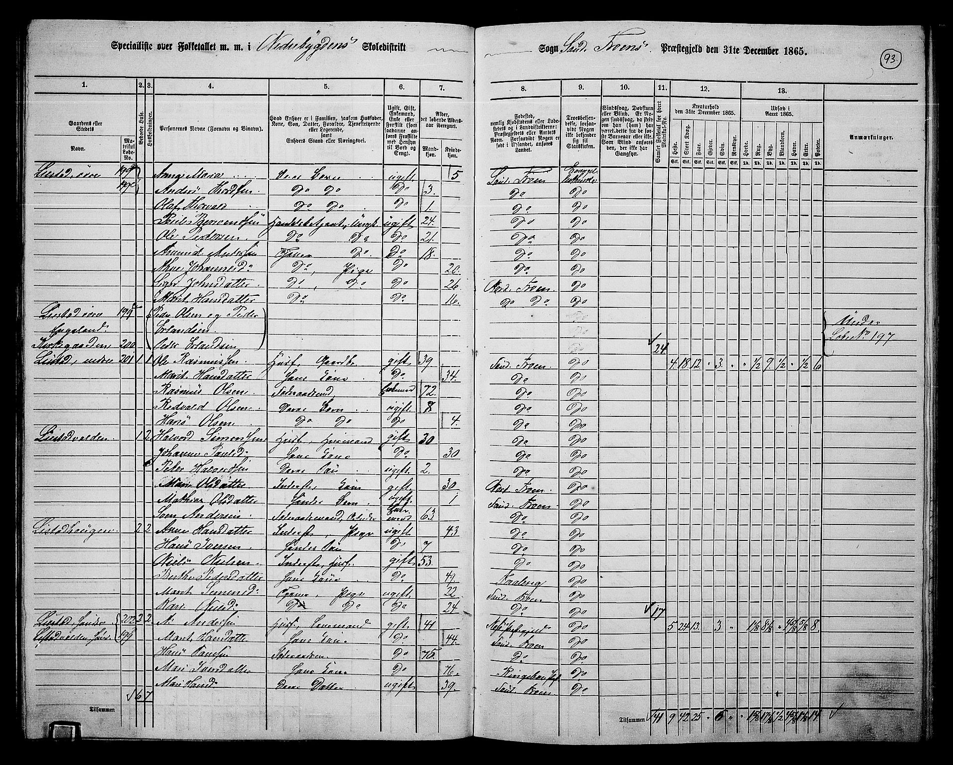 RA, 1865 census for Sør-Fron, 1865, p. 74