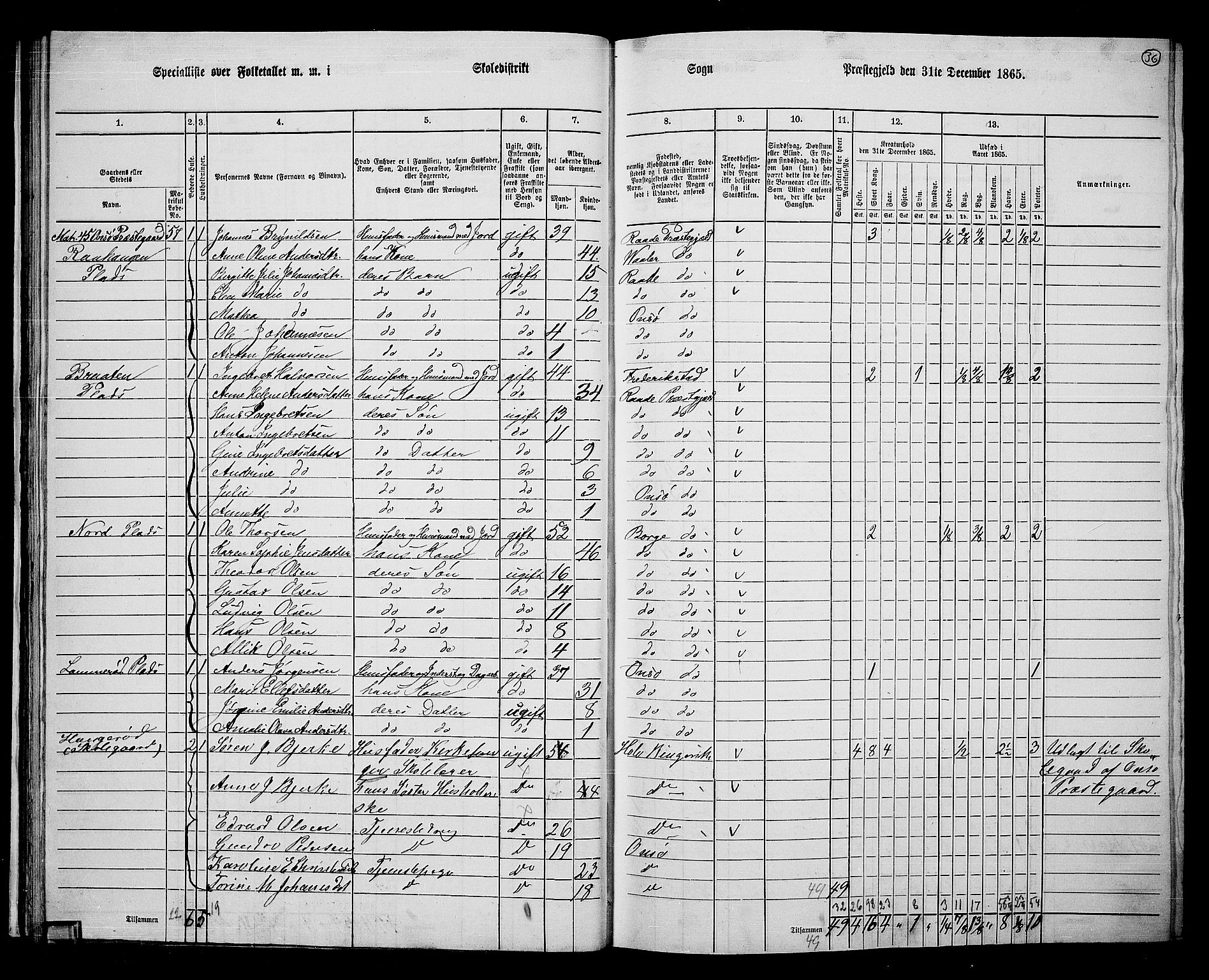 RA, 1865 census for Onsøy, 1865, p. 37