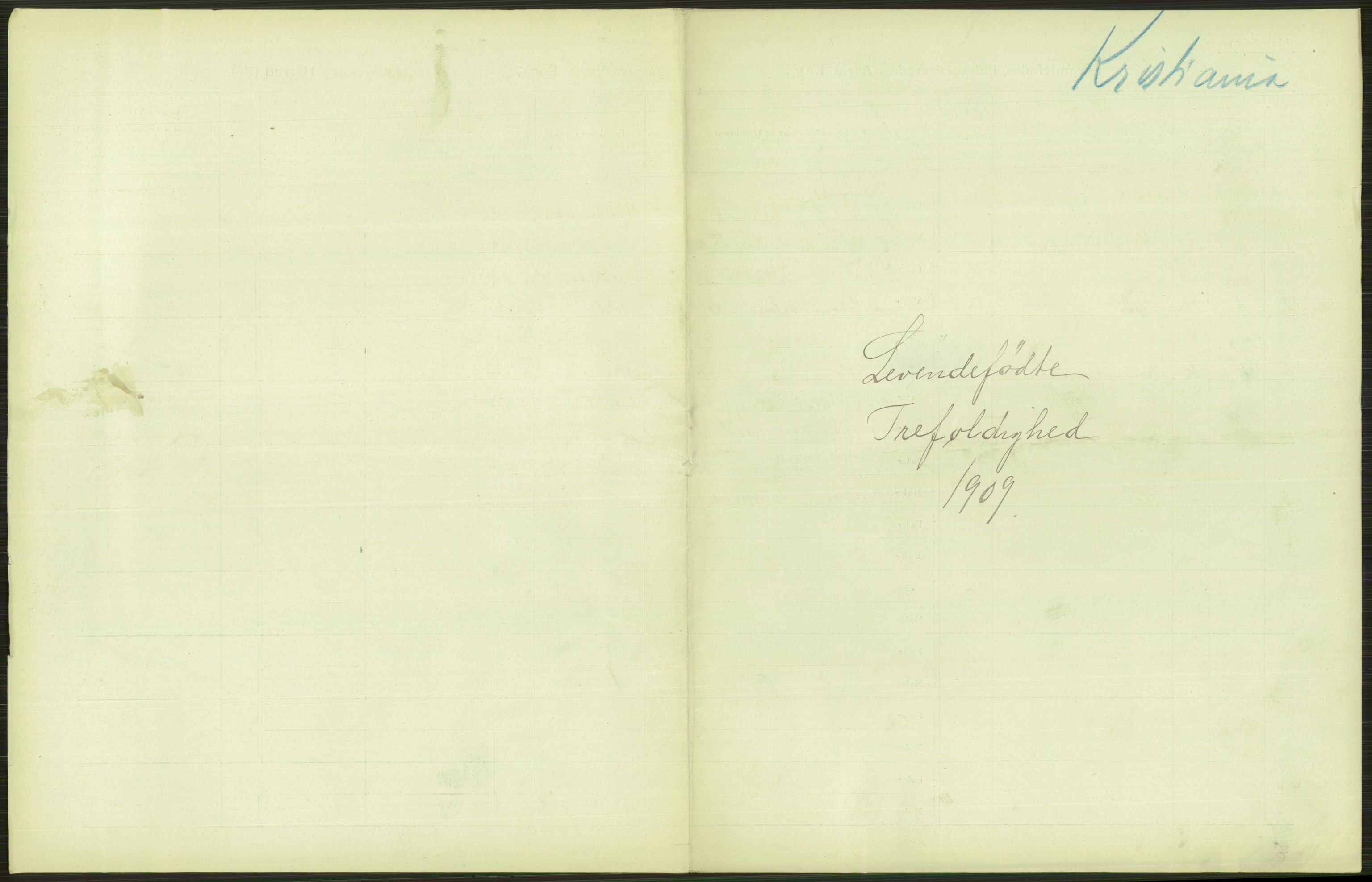 Statistisk sentralbyrå, Sosiodemografiske emner, Befolkning, AV/RA-S-2228/D/Df/Dfa/Dfag/L0007: Kristiania: Levendefødte menn og kvinner., 1909, p. 155