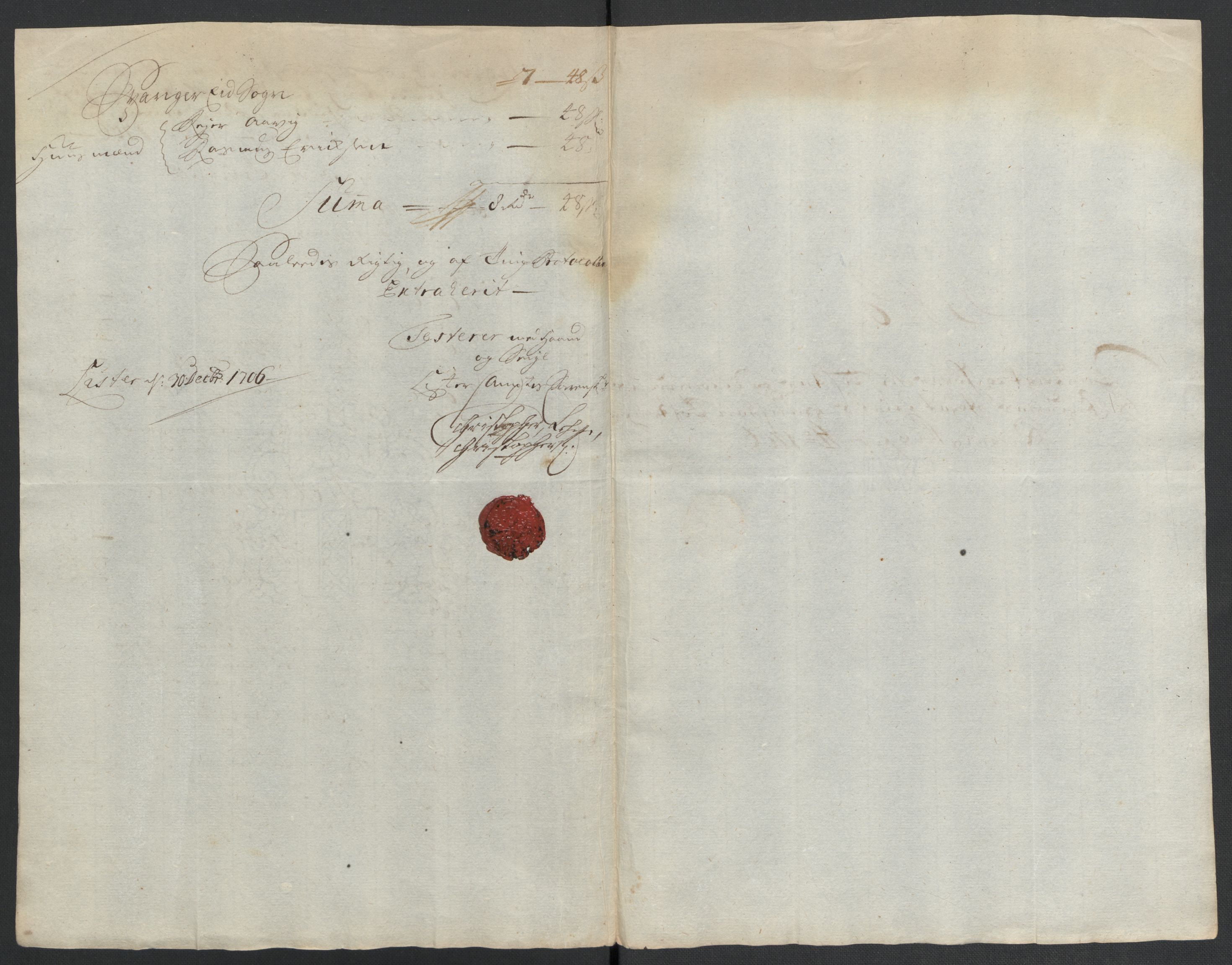 Rentekammeret inntil 1814, Reviderte regnskaper, Fogderegnskap, AV/RA-EA-4092/R43/L2551: Fogderegnskap Lista og Mandal, 1705-1709, p. 287