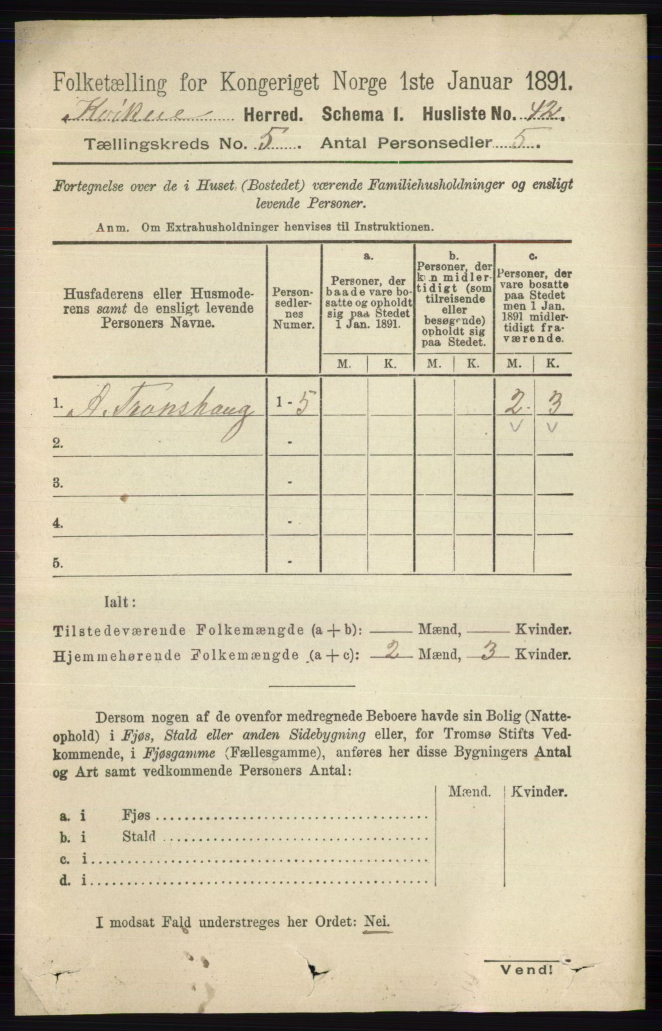 RA, 1891 census for 0440 Kvikne, 1891, p. 1335