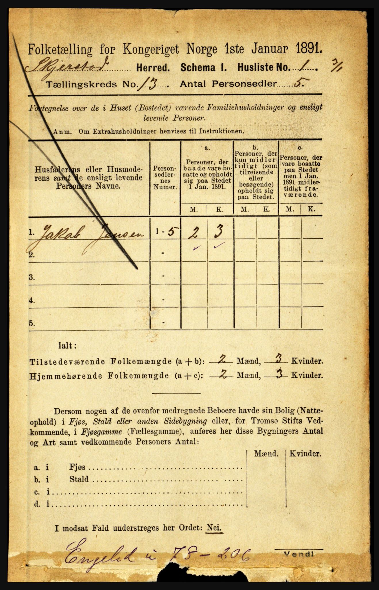 RA, 1891 census for 1842 Skjerstad, 1891, p. 4312