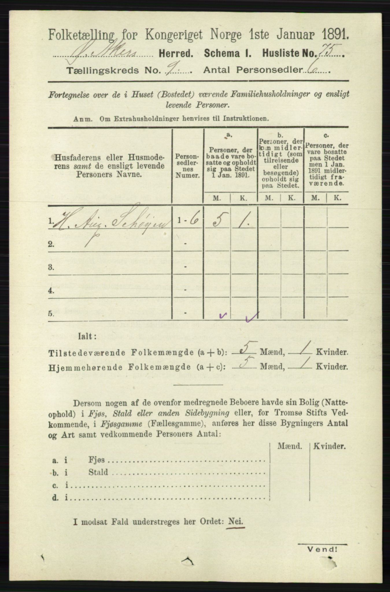 RA, 1891 census for 0218 Aker, 1891, p. 8361