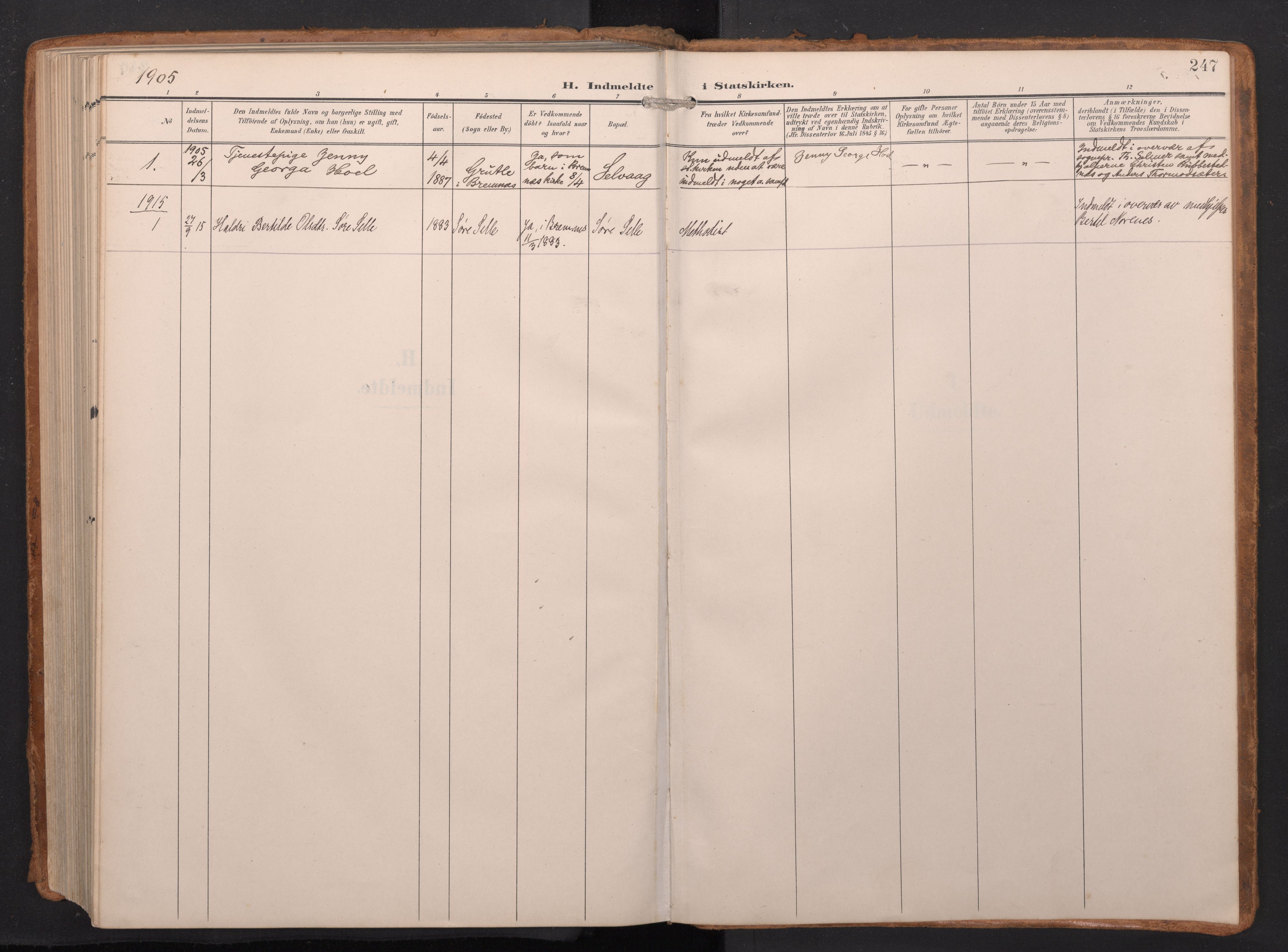 Finnås sokneprestembete, SAB/A-99925/H/Ha/Haa/Haac/L0003: Parish register (official) no. C 3, 1905-1917, p. 247