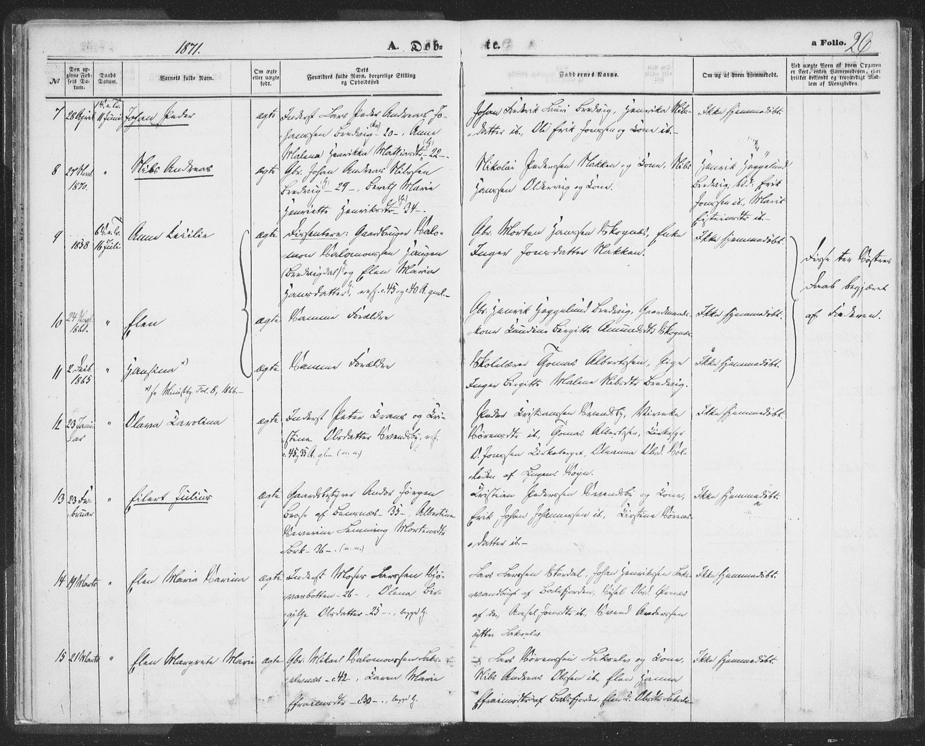 Lyngen sokneprestembete, AV/SATØ-S-1289/H/He/Hea/L0009kirke: Parish register (official) no. 9, 1864-1882, p. 26