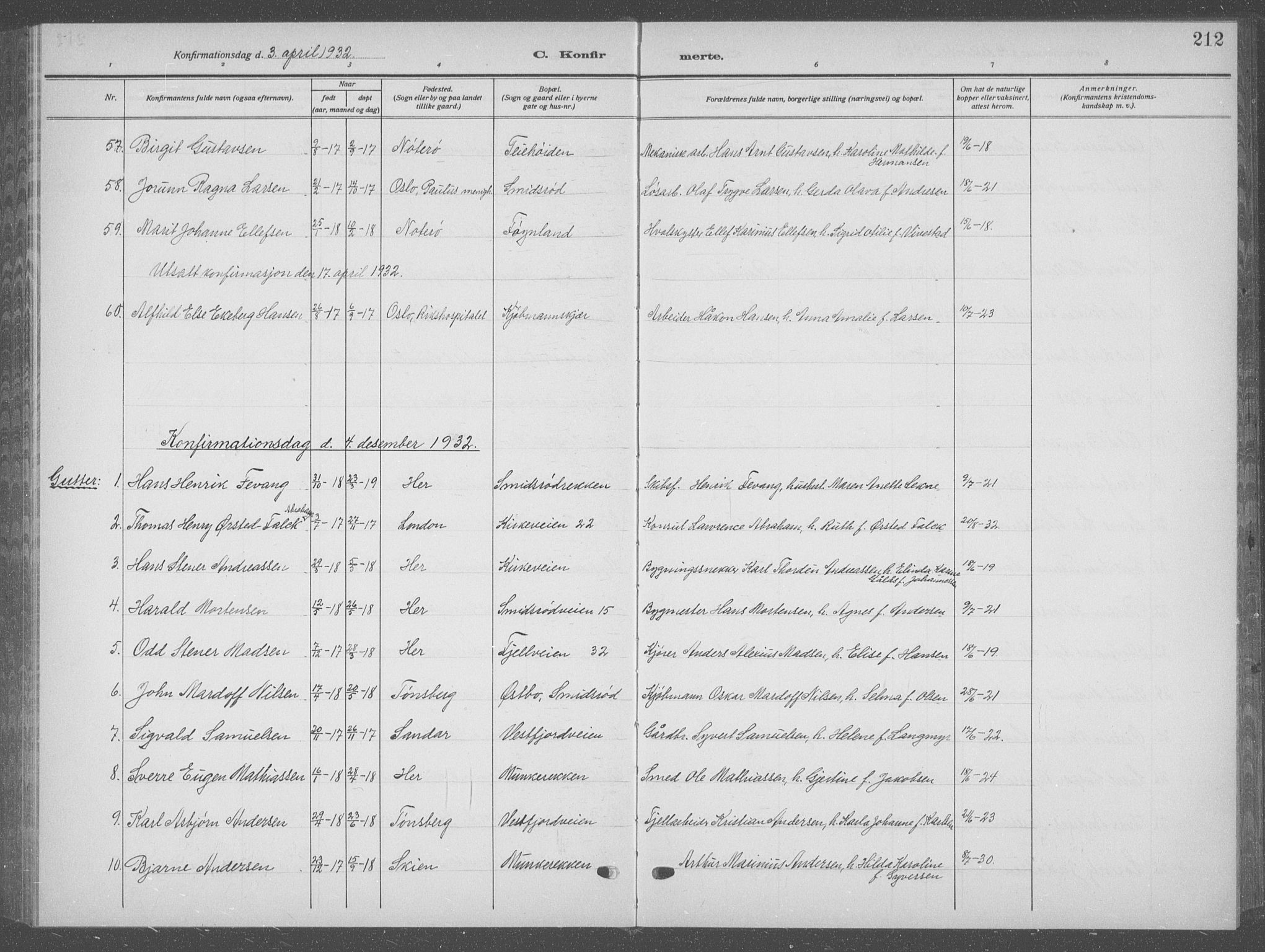 Nøtterøy kirkebøker, AV/SAKO-A-354/G/Ga/L0006: Parish register (copy) no. I 6, 1925-1939, p. 212