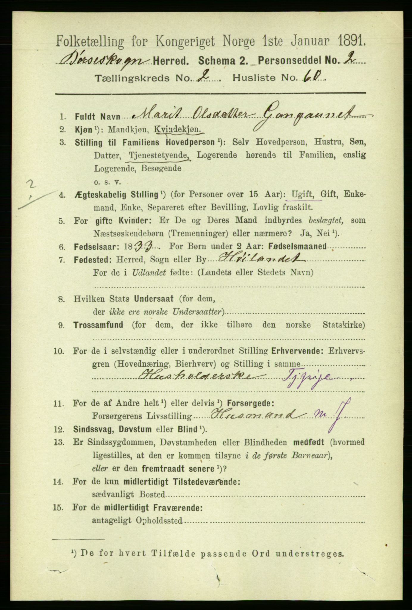 RA, 1891 census for 1657 Børseskogn, 1891, p. 1272
