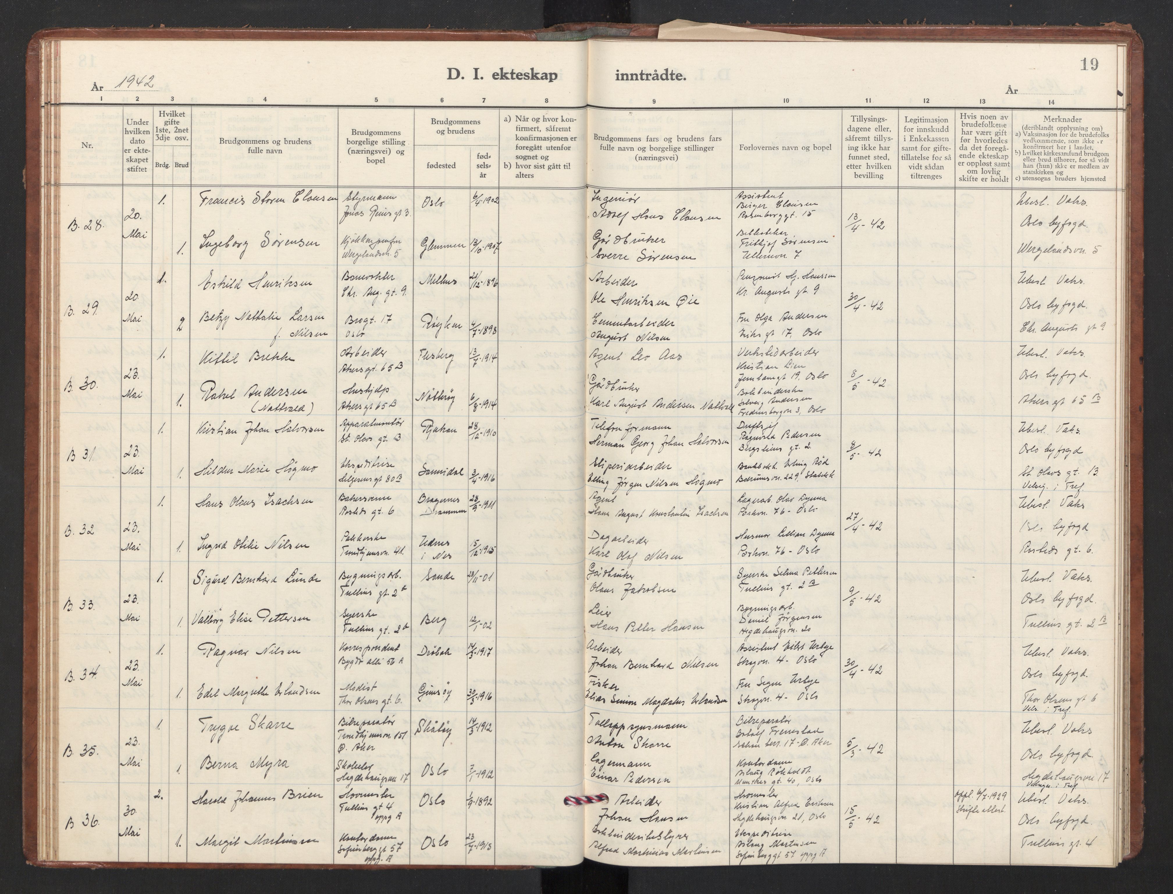 Trefoldighet prestekontor Kirkebøker, SAO/A-10882/F/Fg/L0003: Parish register (official) no. VII 3, 1940-1948, p. 19