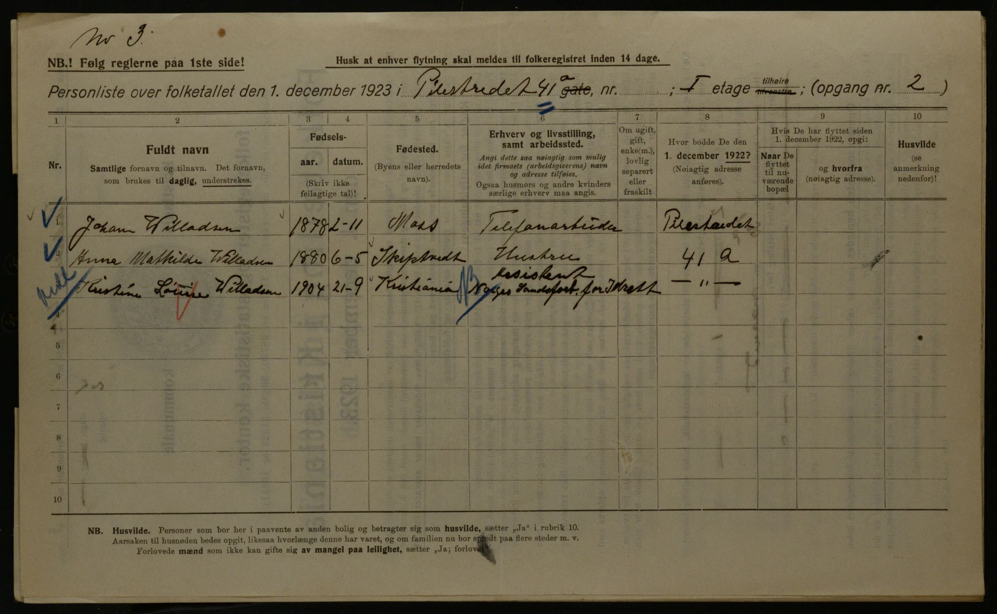 OBA, Municipal Census 1923 for Kristiania, 1923, p. 87415