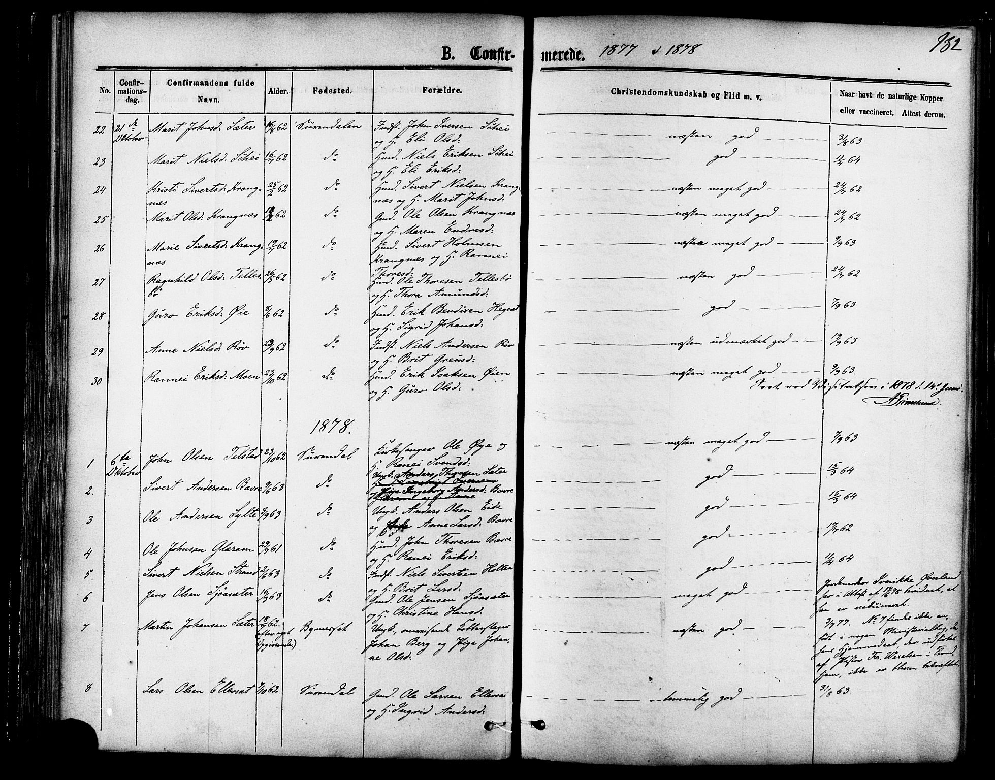 Ministerialprotokoller, klokkerbøker og fødselsregistre - Møre og Romsdal, AV/SAT-A-1454/595/L1046: Parish register (official) no. 595A08, 1874-1884, p. 132