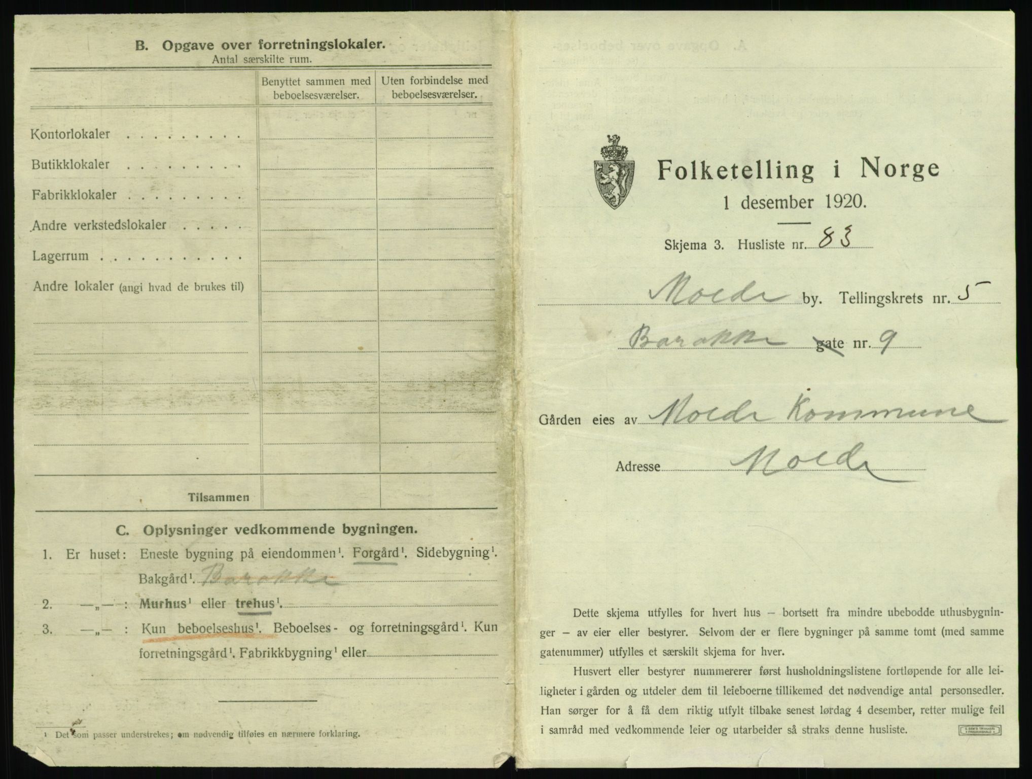 SAT, 1920 census for Molde, 1920, p. 775