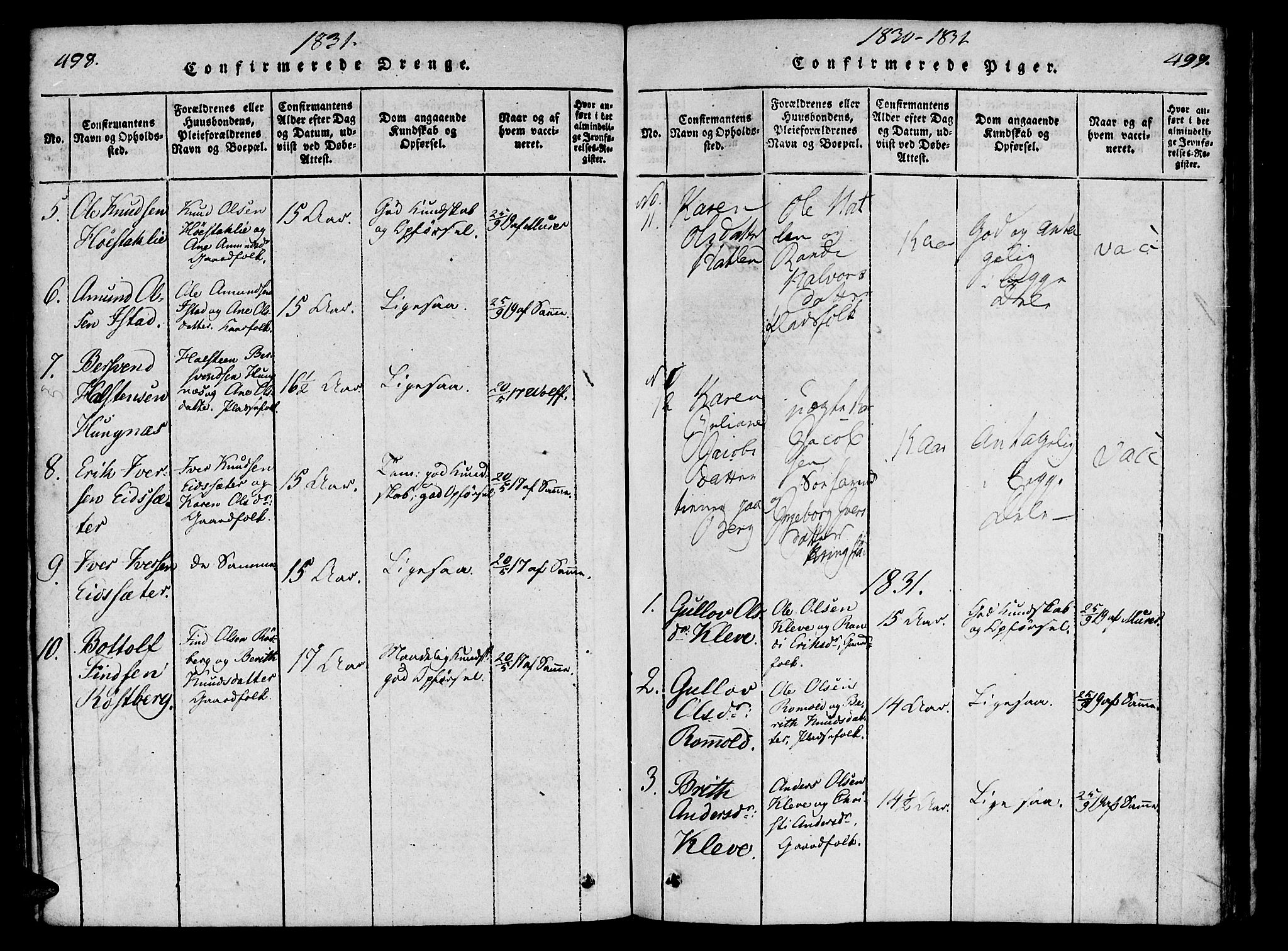 Ministerialprotokoller, klokkerbøker og fødselsregistre - Møre og Romsdal, SAT/A-1454/557/L0679: Parish register (official) no. 557A01, 1818-1843, p. 498-499