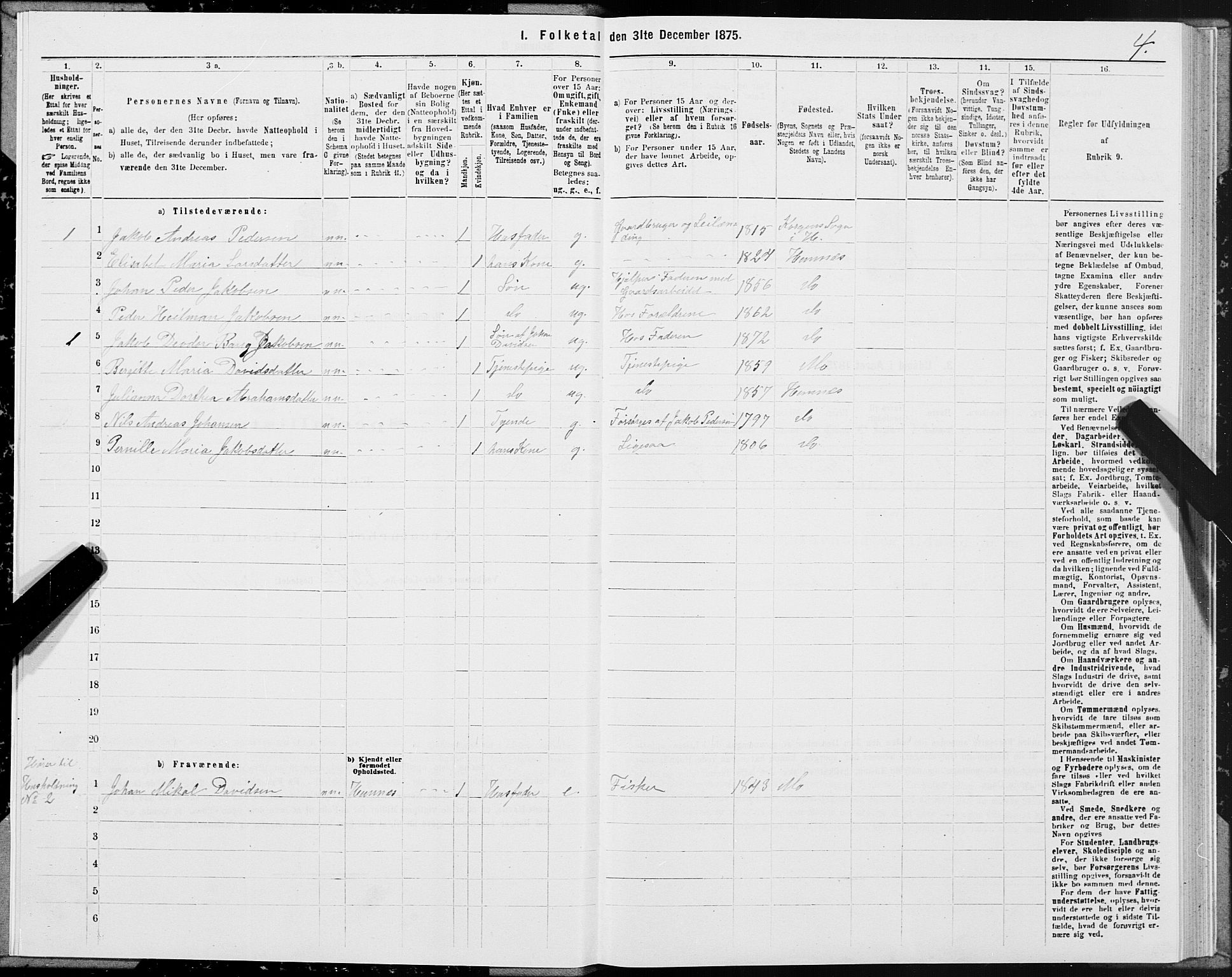 SAT, 1875 census for 1832P Hemnes, 1875, p. 3004