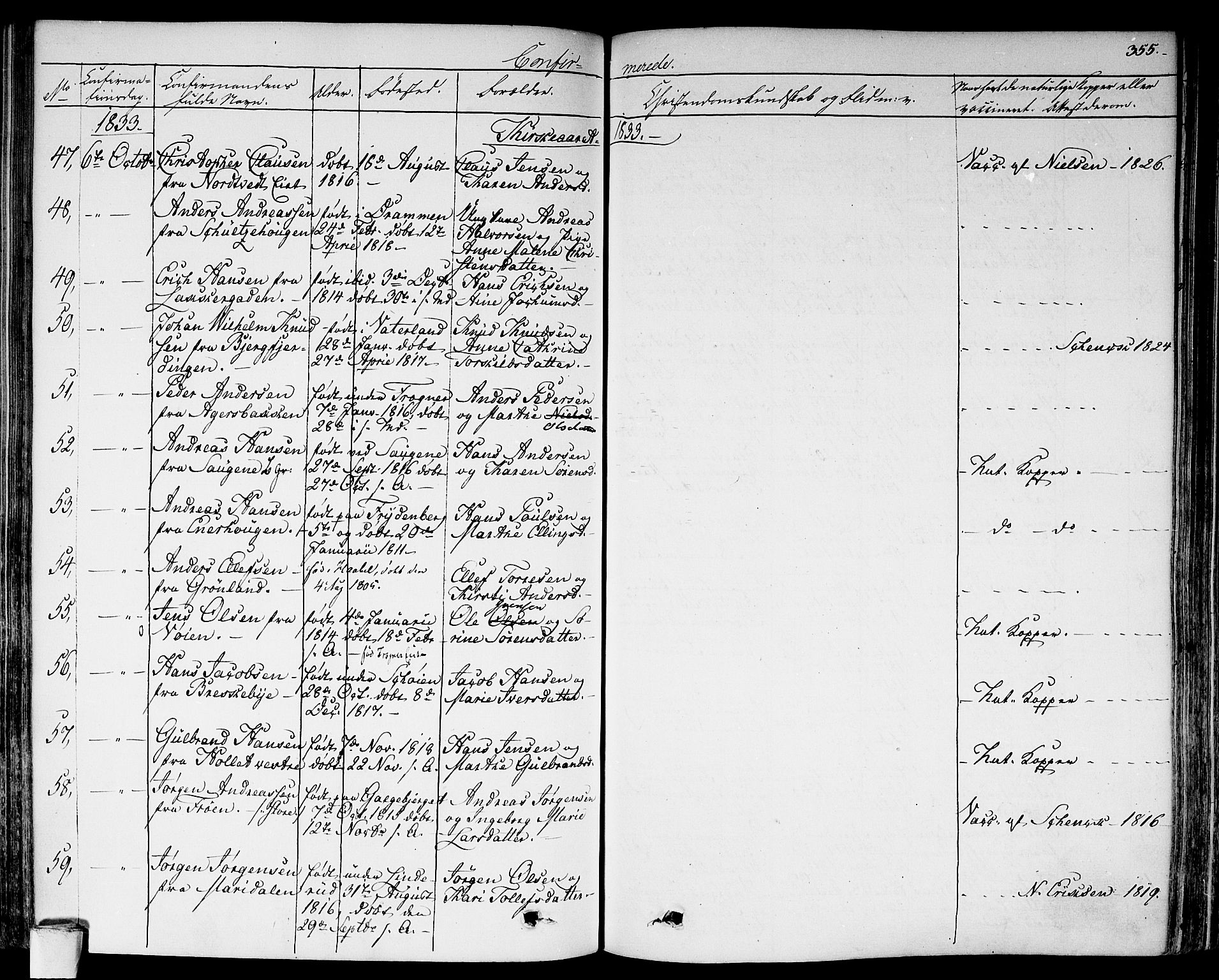 Aker prestekontor kirkebøker, AV/SAO-A-10861/F/L0013: Parish register (official) no. 13, 1828-1837, p. 355