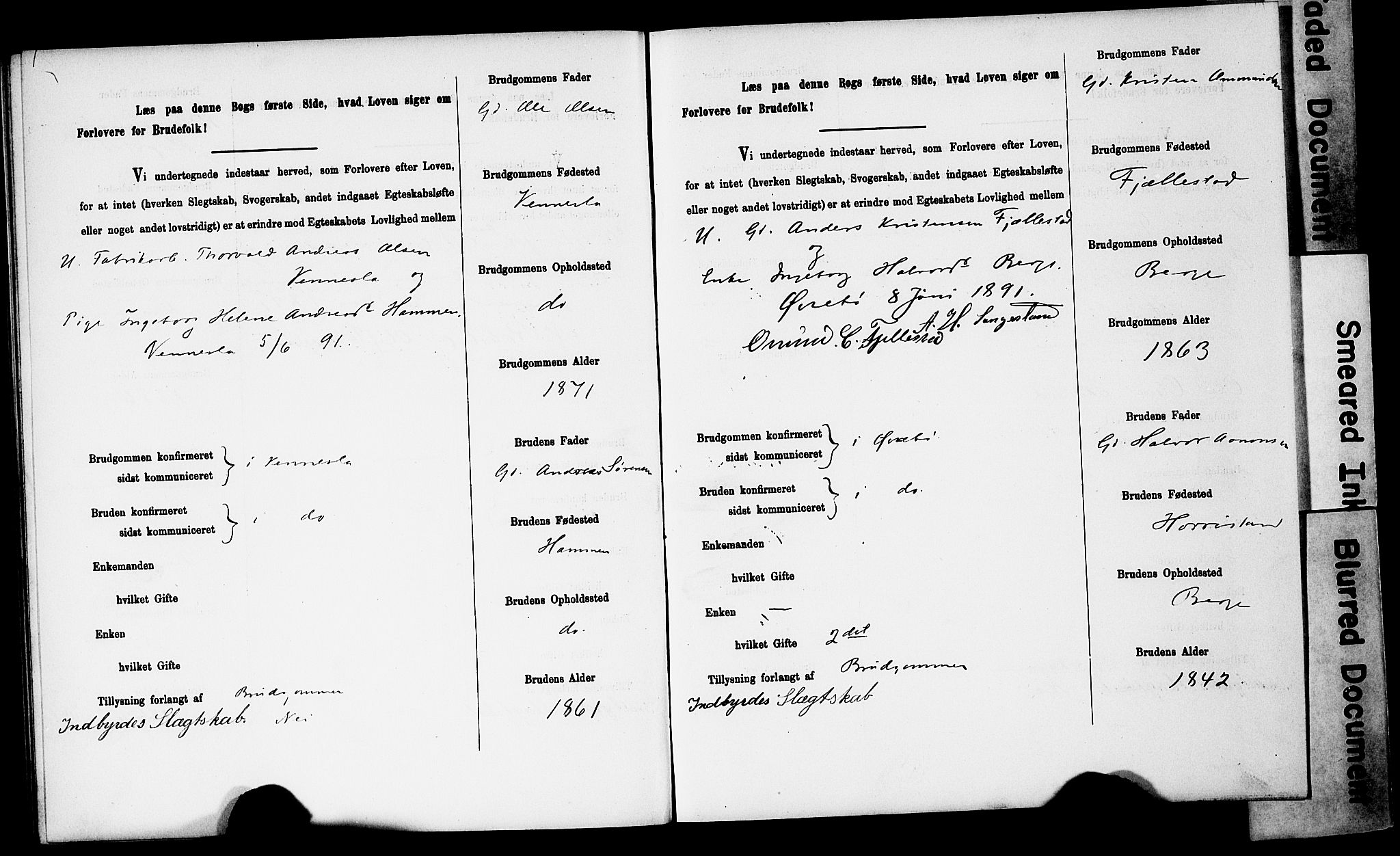 Vennesla sokneprestkontor, AV/SAK-1111-0045/J/L0032/0003: Banns register no. II 5 1, 1886-1892, p. 62