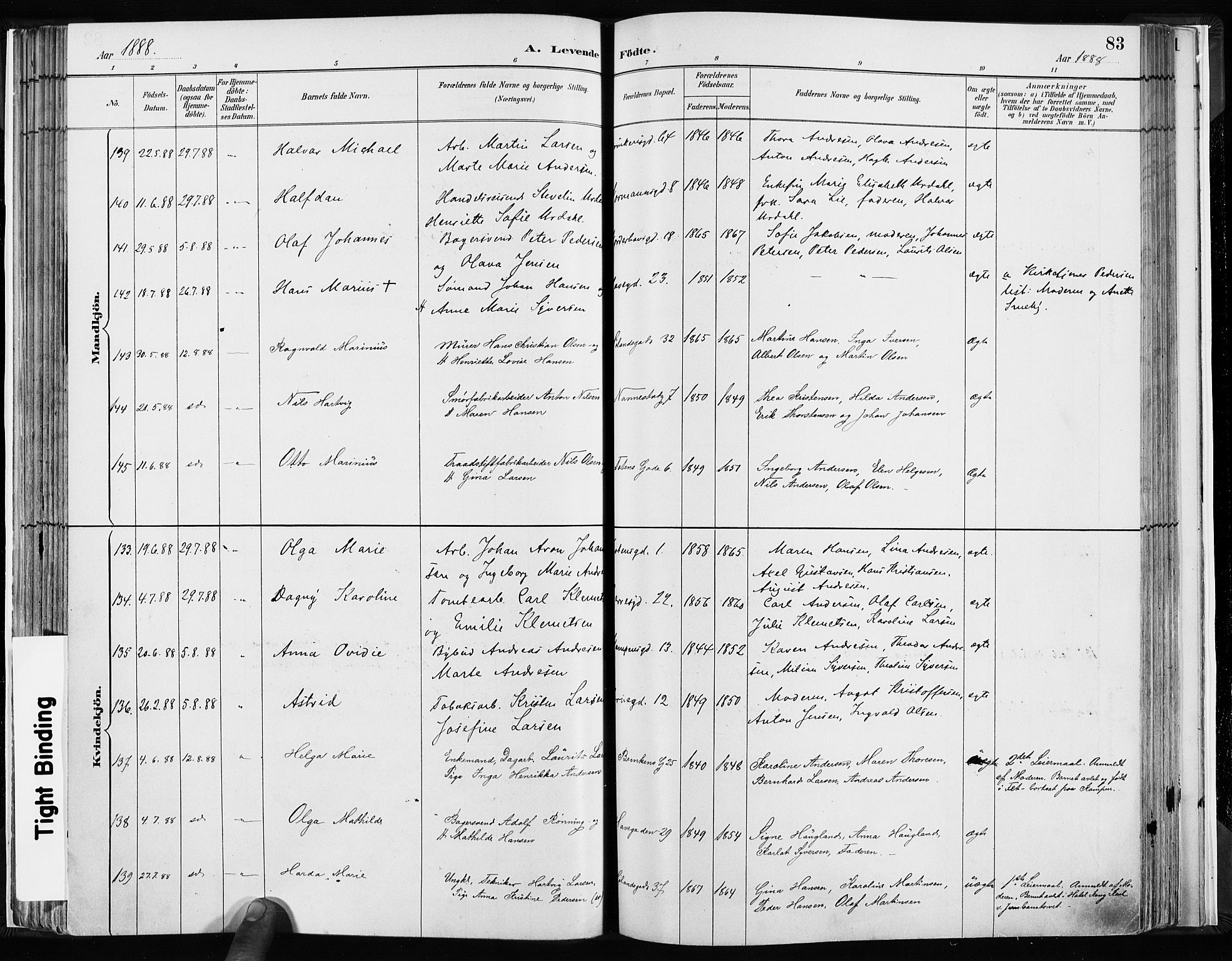 Kampen prestekontor Kirkebøker, AV/SAO-A-10853/F/Fa/L0003: Parish register (official) no. I 3, 1886-1892, p. 83