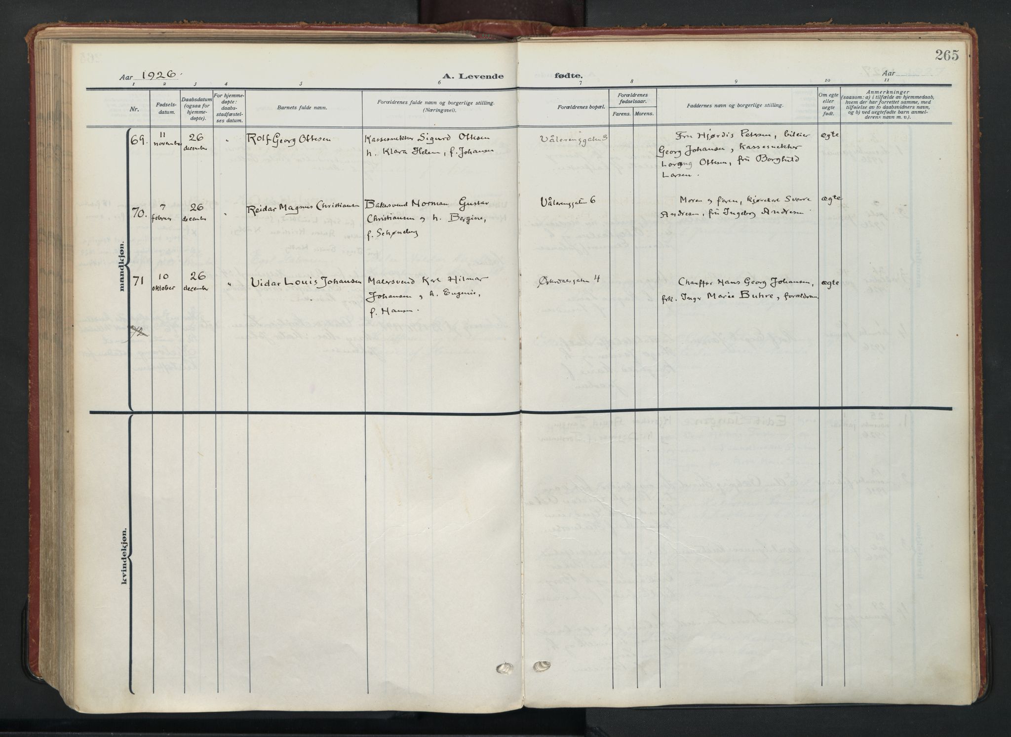 Vålerengen prestekontor Kirkebøker, SAO/A-10878/F/Fa/L0004: Parish register (official) no. 4, 1915-1929, p. 265