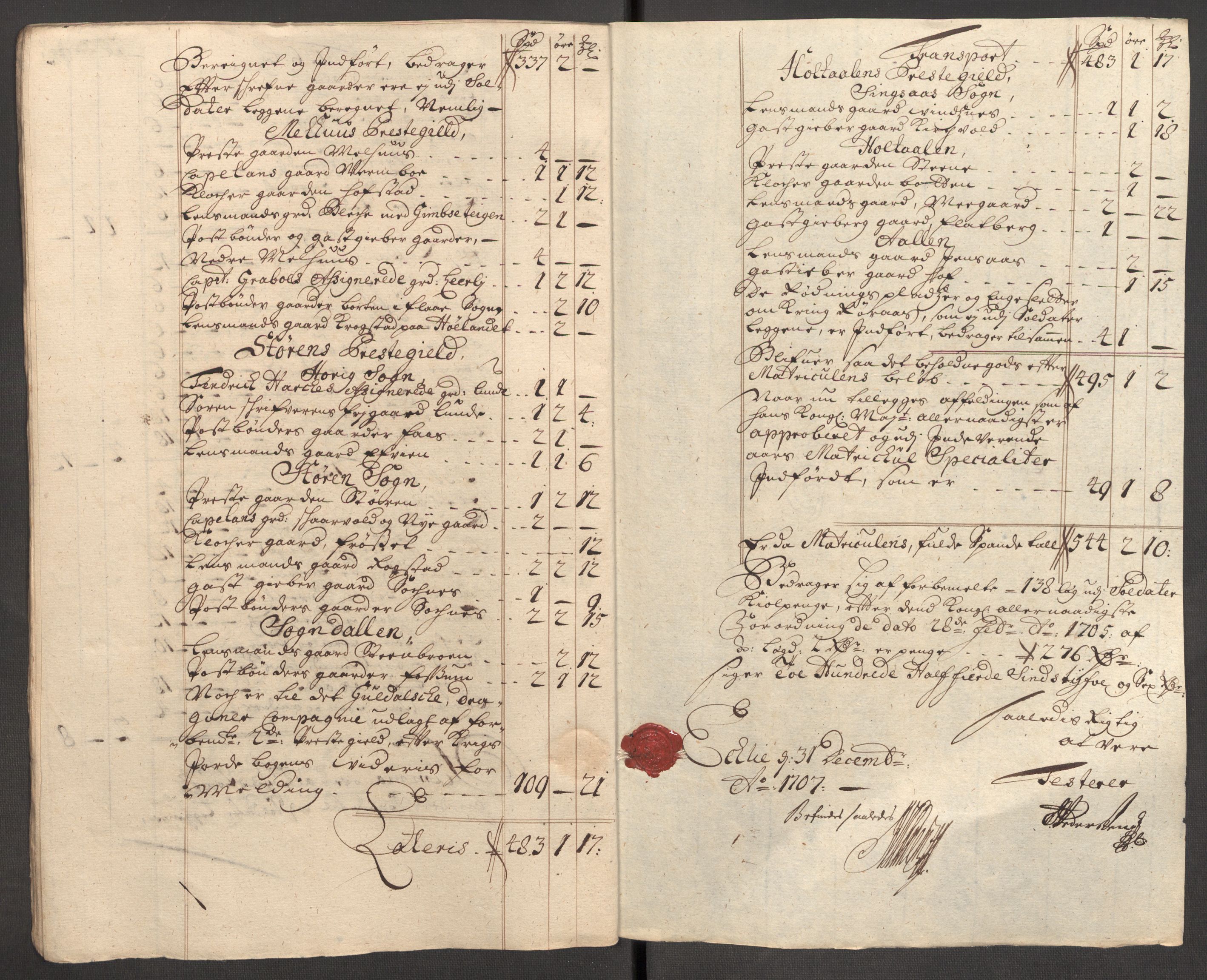 Rentekammeret inntil 1814, Reviderte regnskaper, Fogderegnskap, AV/RA-EA-4092/R60/L3957: Fogderegnskap Orkdal og Gauldal, 1707, p. 196