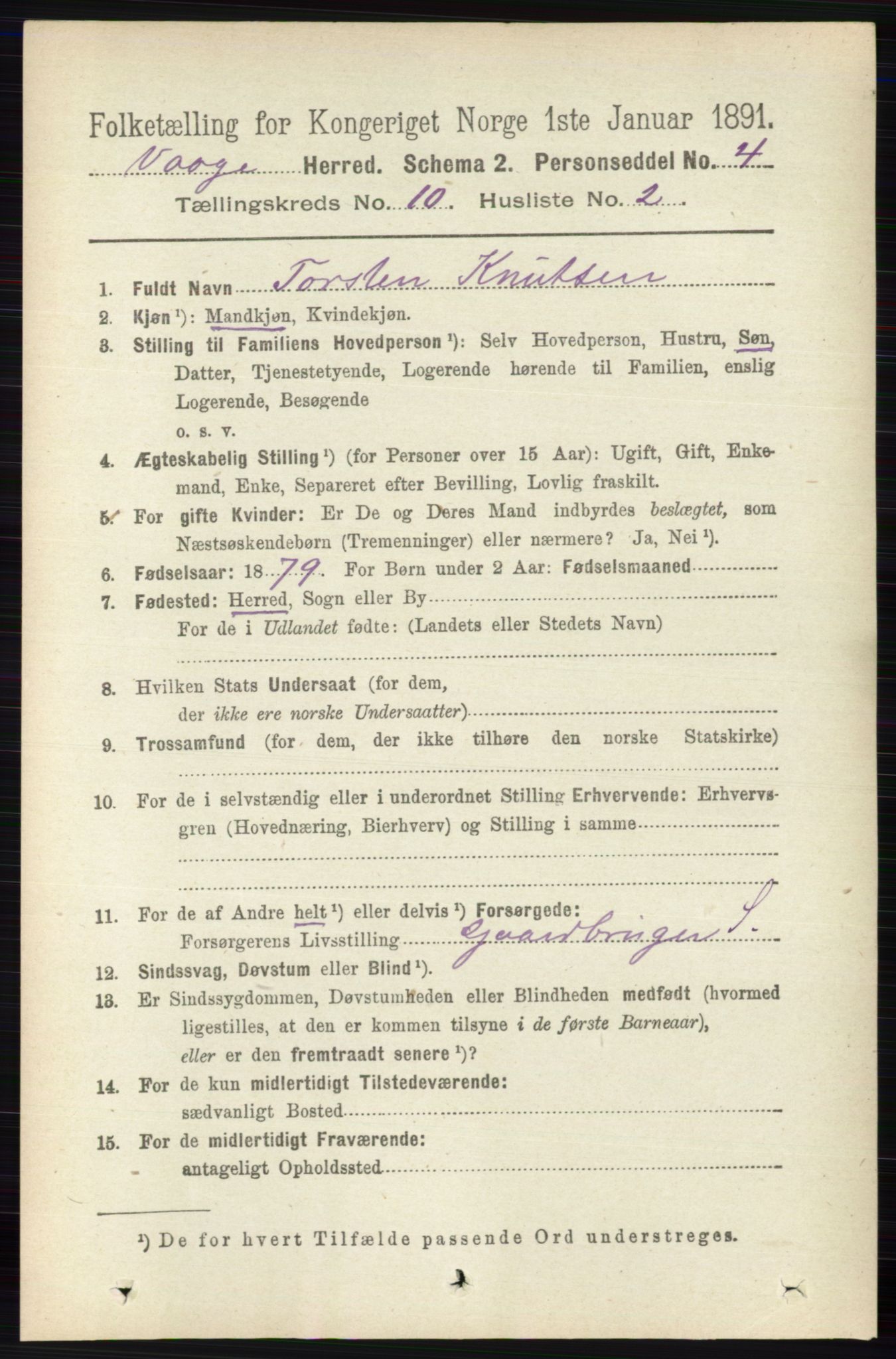 RA, 1891 census for 0515 Vågå, 1891, p. 6226