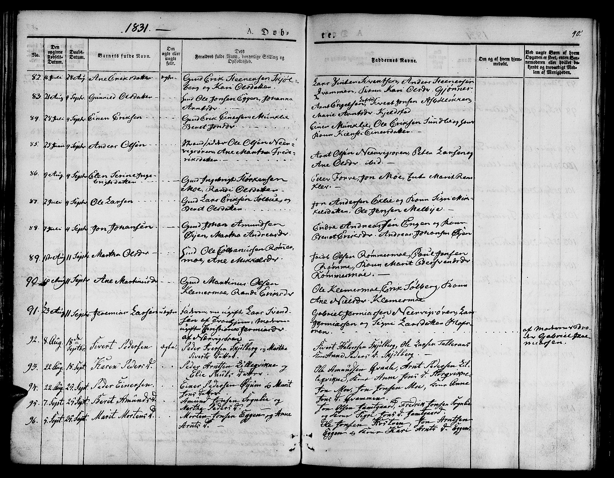 Ministerialprotokoller, klokkerbøker og fødselsregistre - Sør-Trøndelag, SAT/A-1456/668/L0804: Parish register (official) no. 668A04, 1826-1839, p. 40