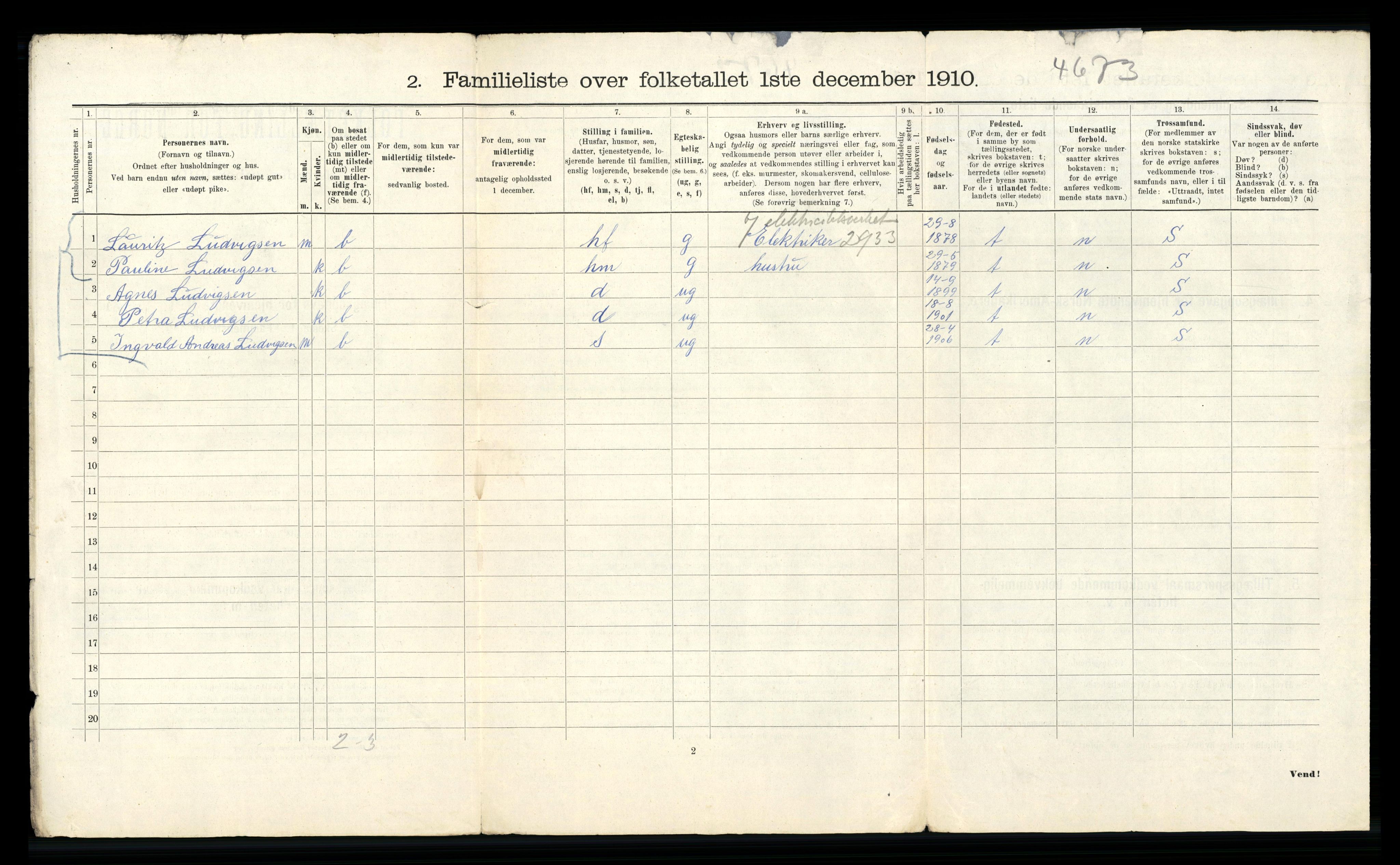 RA, 1910 census for Bergen, 1910, p. 36764