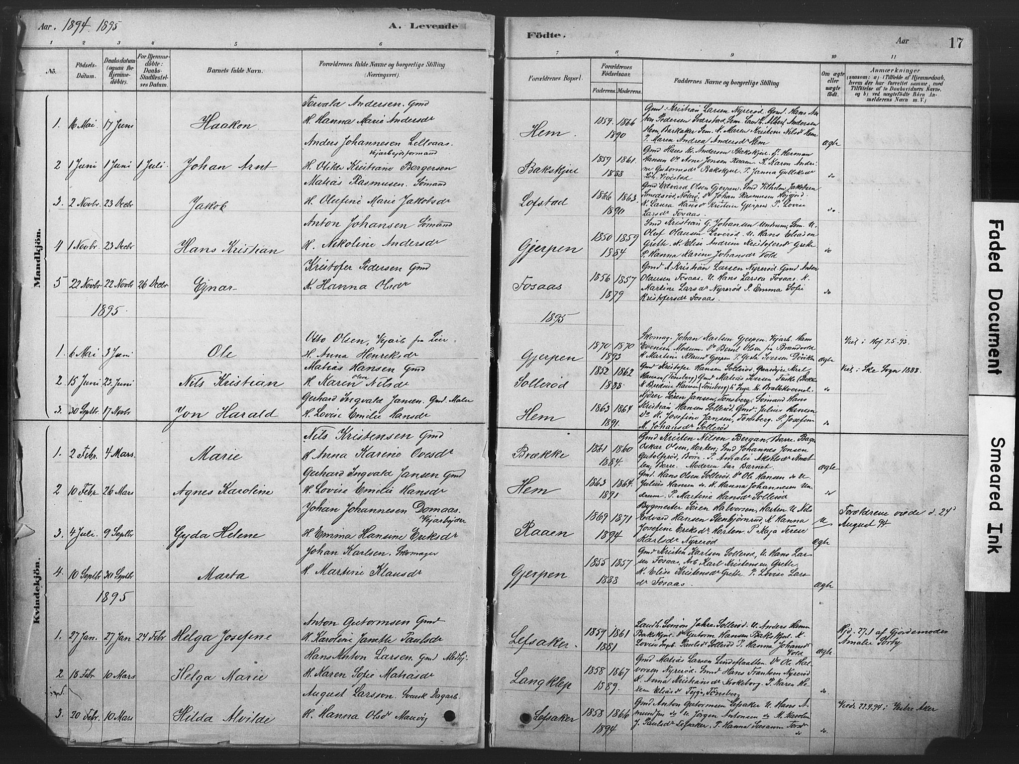 Våle kirkebøker, AV/SAKO-A-334/F/Fb/L0002: Parish register (official) no. II 2, 1878-1907, p. 17