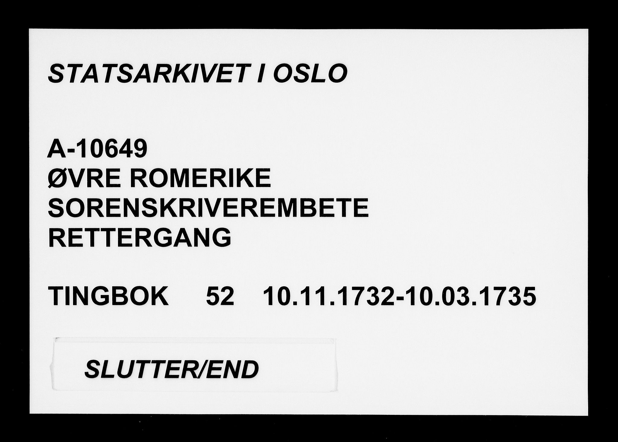 Øvre Romerike sorenskriveri, AV/SAO-A-10649/F/Fb/L0052: Tingbok 52, 1732-1735