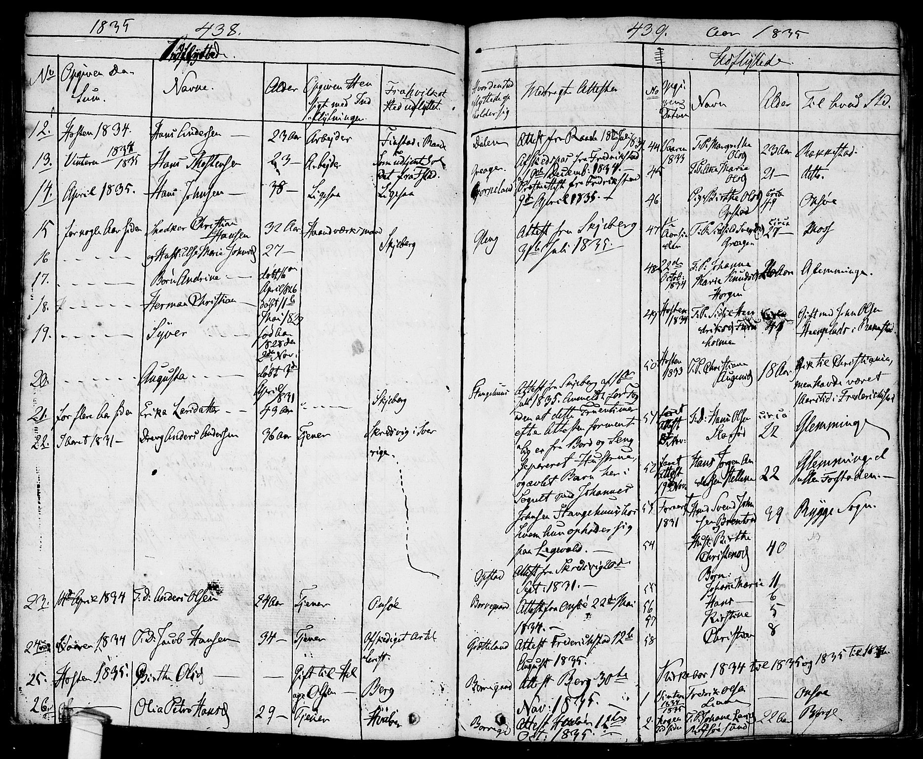 Tune prestekontor Kirkebøker, SAO/A-2007/F/Fa/L0007: Parish register (official) no. 7, 1831-1837, p. 438-439